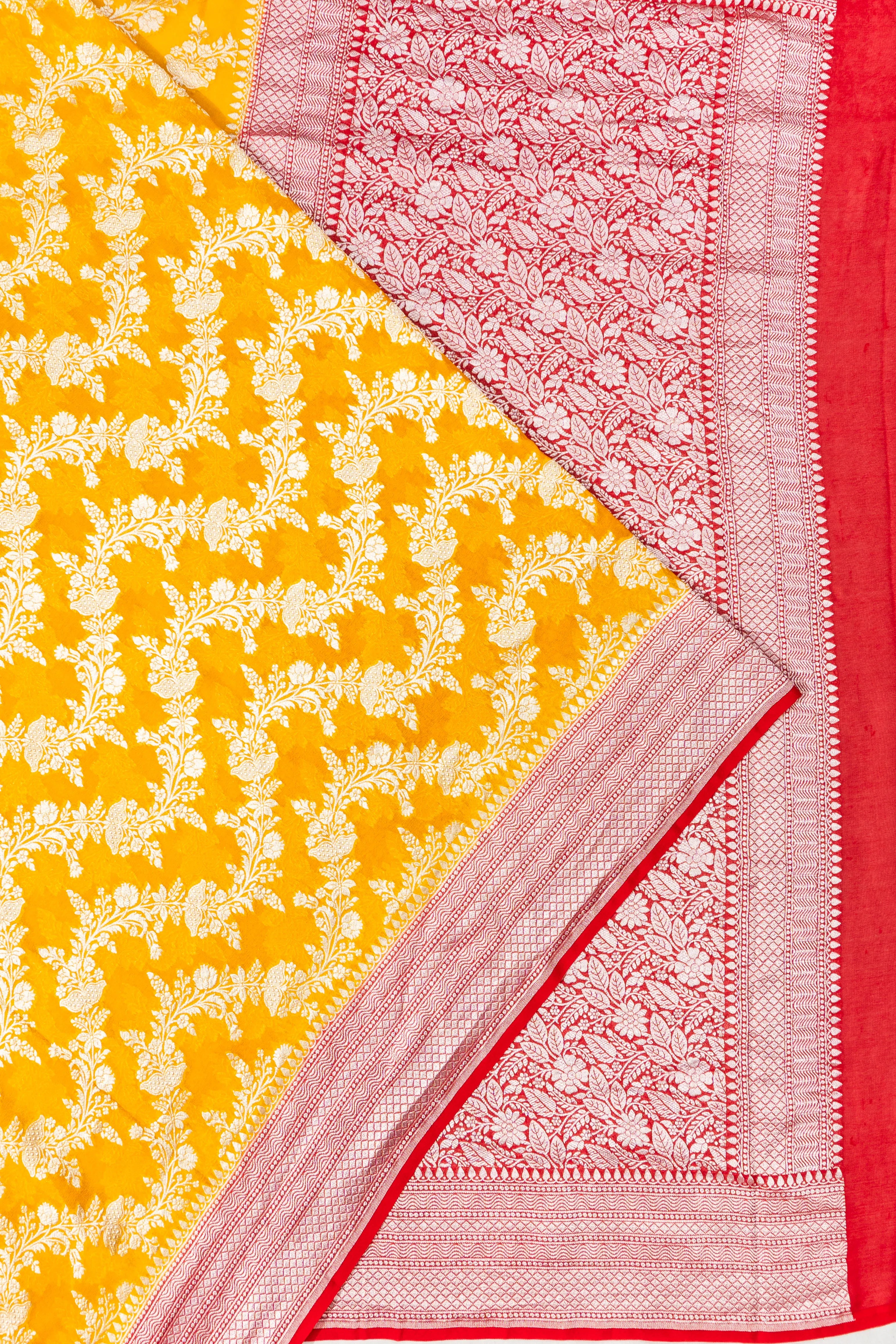 Banarasi Georgette Jaal Yellow Saree