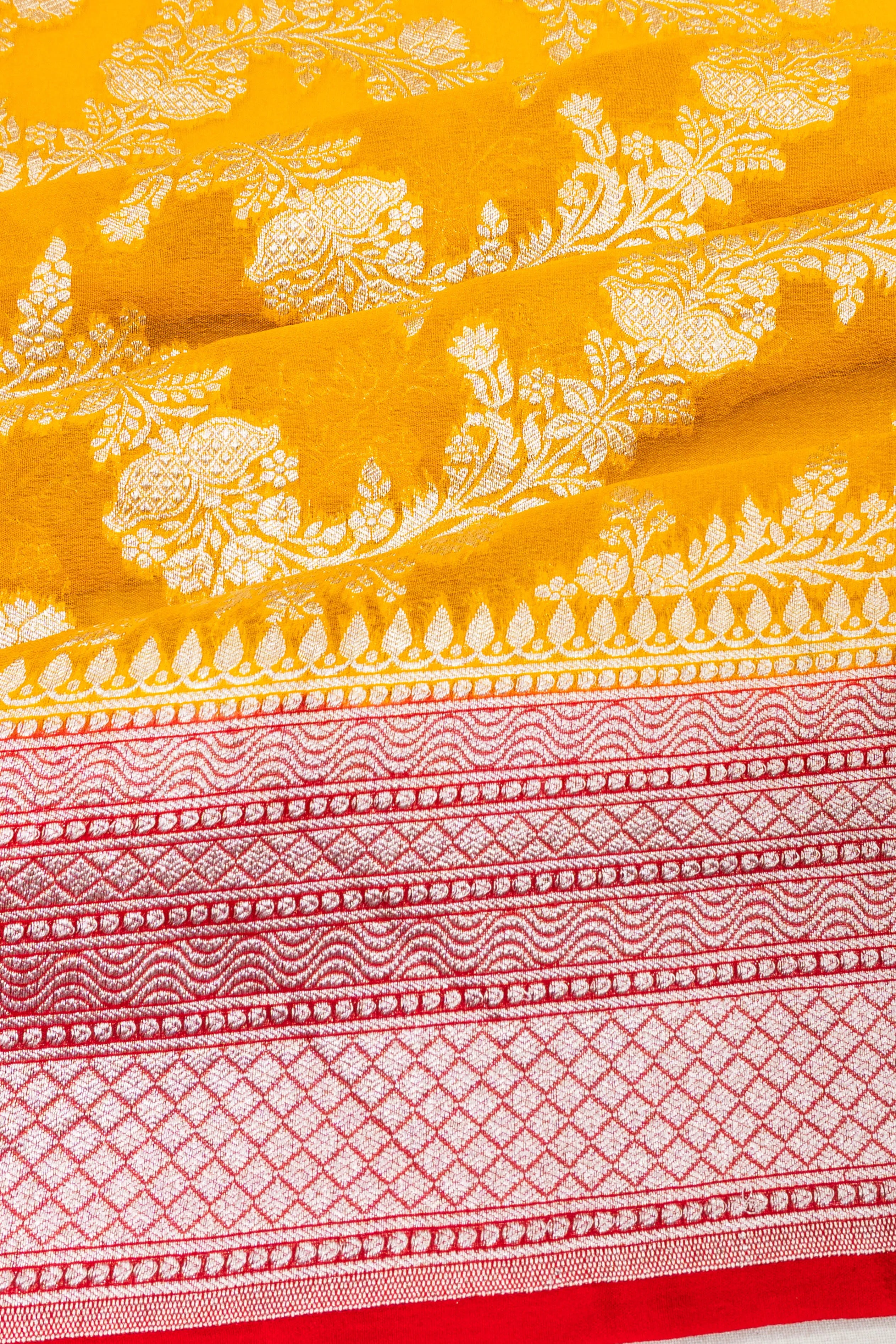 Banarasi Georgette Jaal Yellow Saree