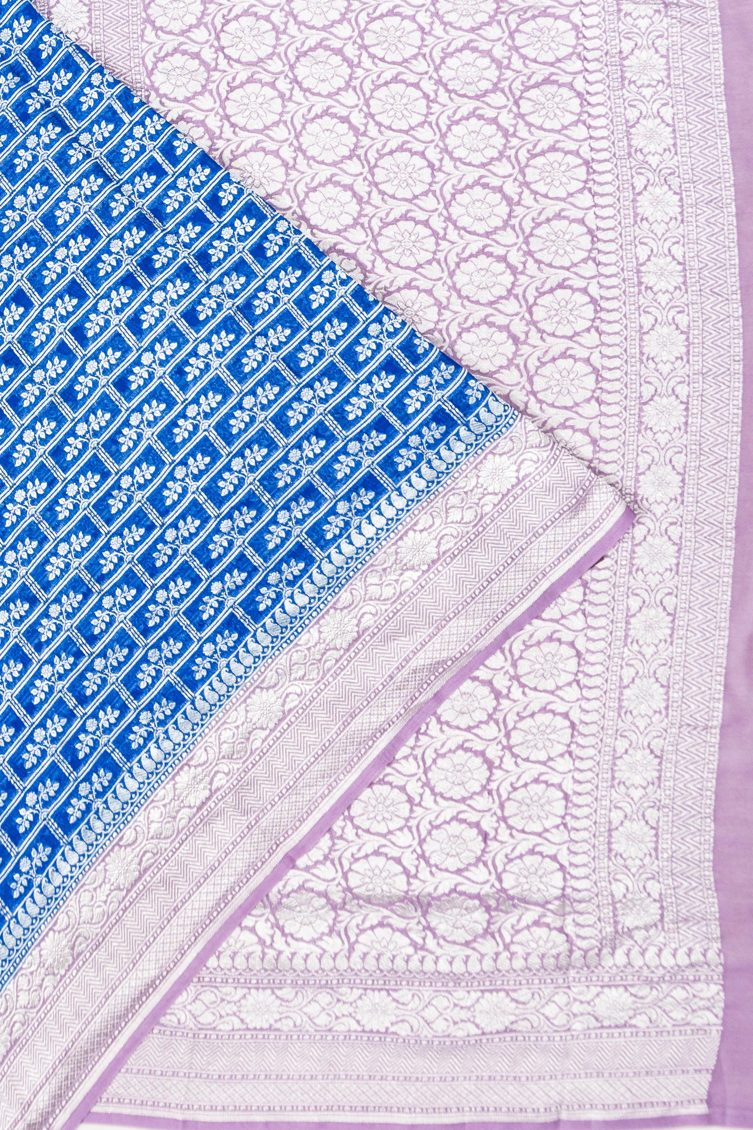 Banarasi Georgette Brocade Royal Blue Saree