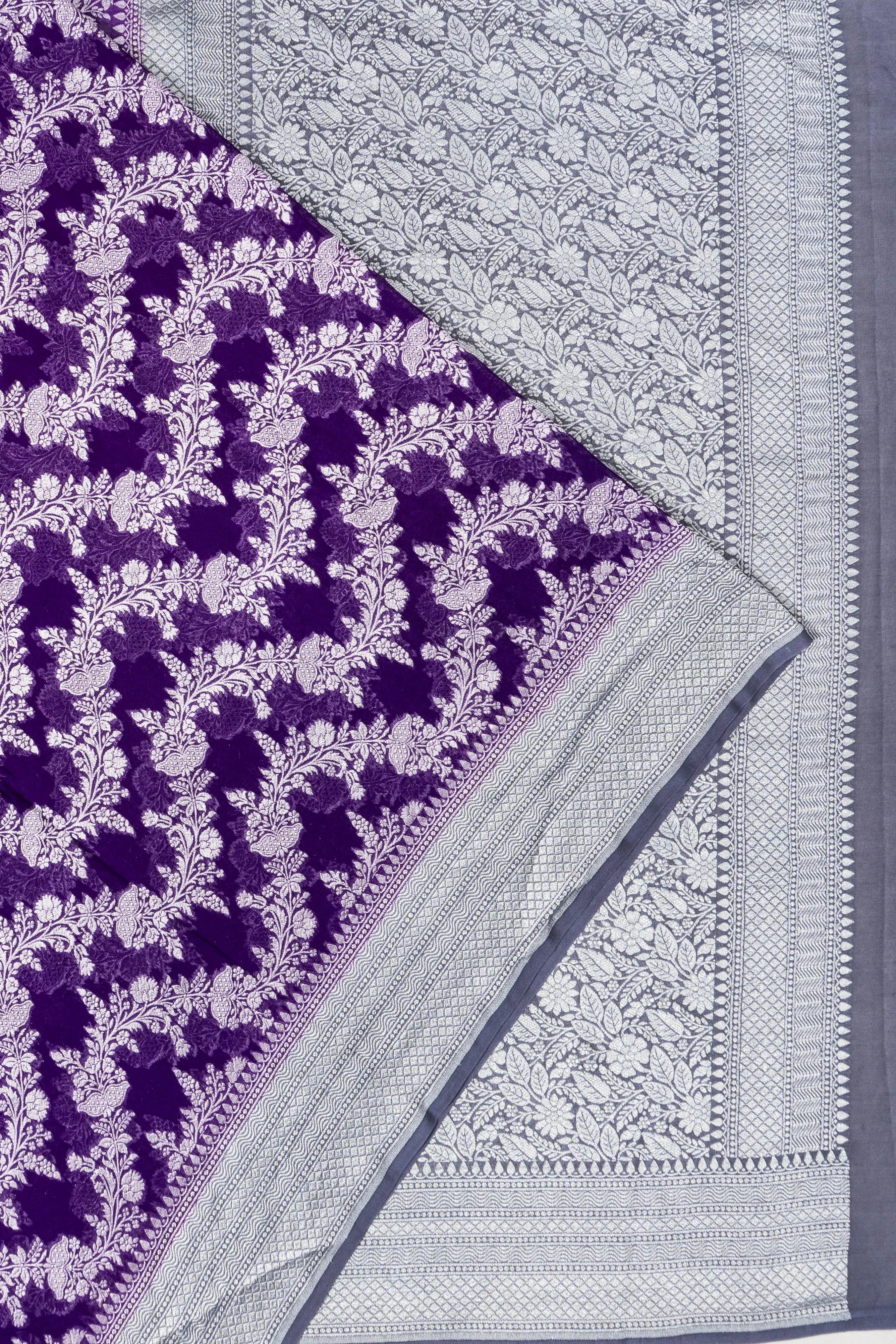 Banarasi Georgette Brocade Violet Saree