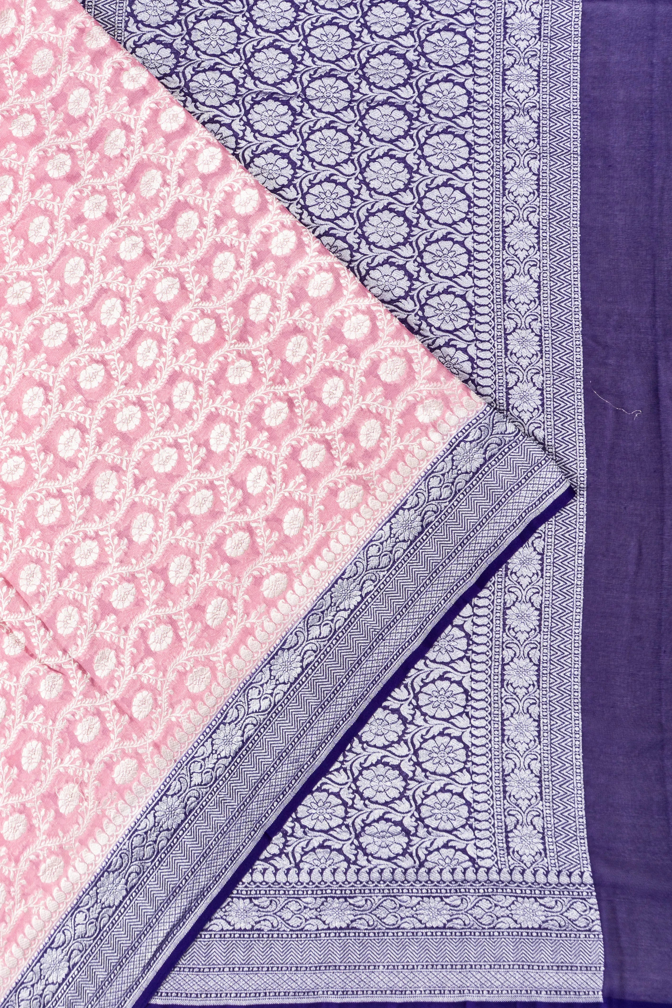 Banarasi Georgette Brocade Baby Pink Saree
