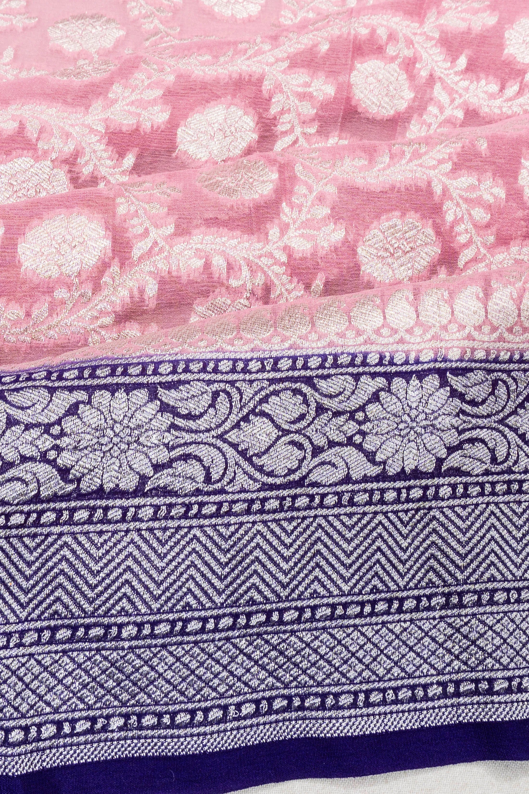 Banarasi Georgette Brocade Baby Pink Saree
