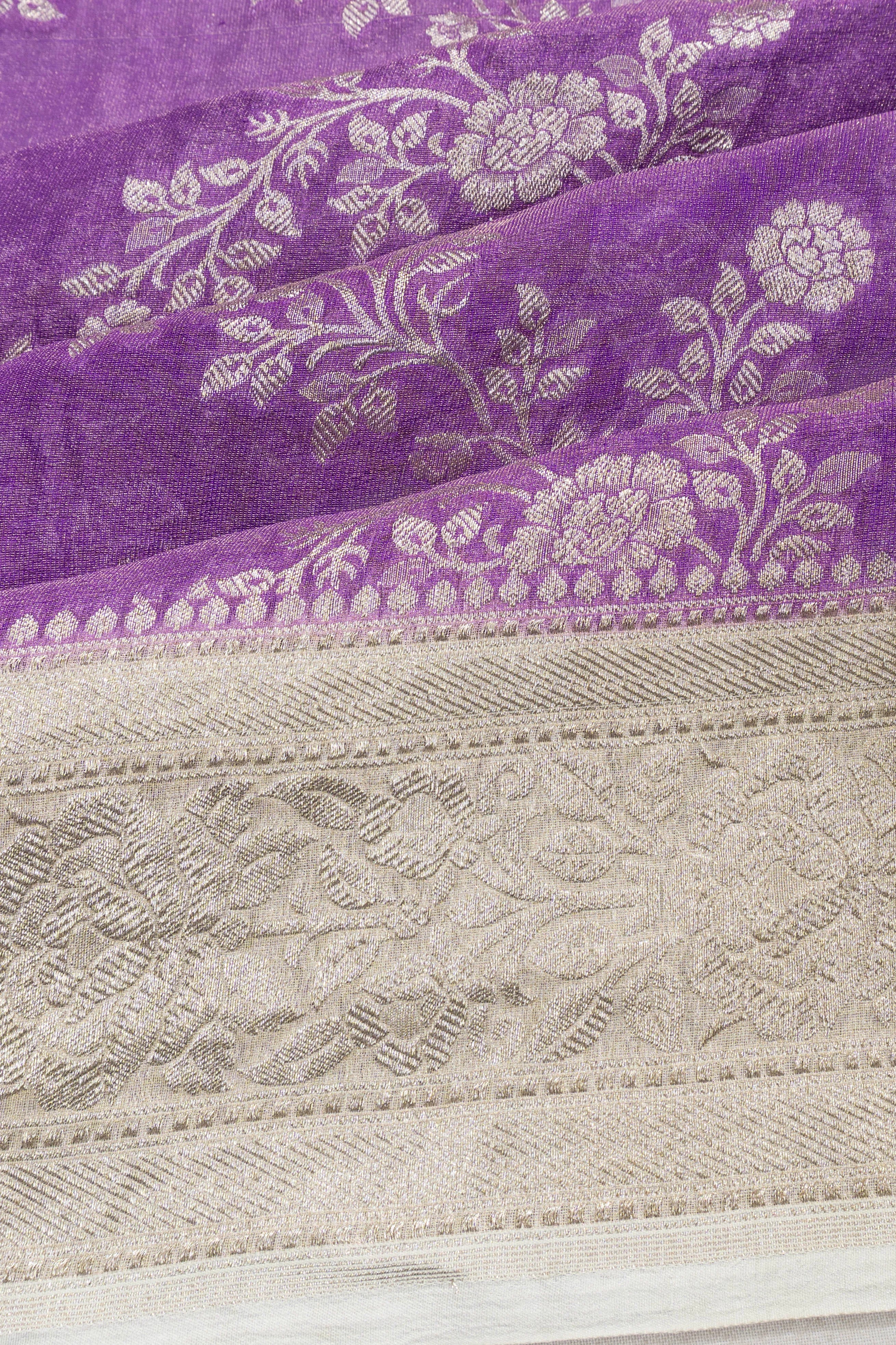 Banarasi Georgette Jaal Violet Saree