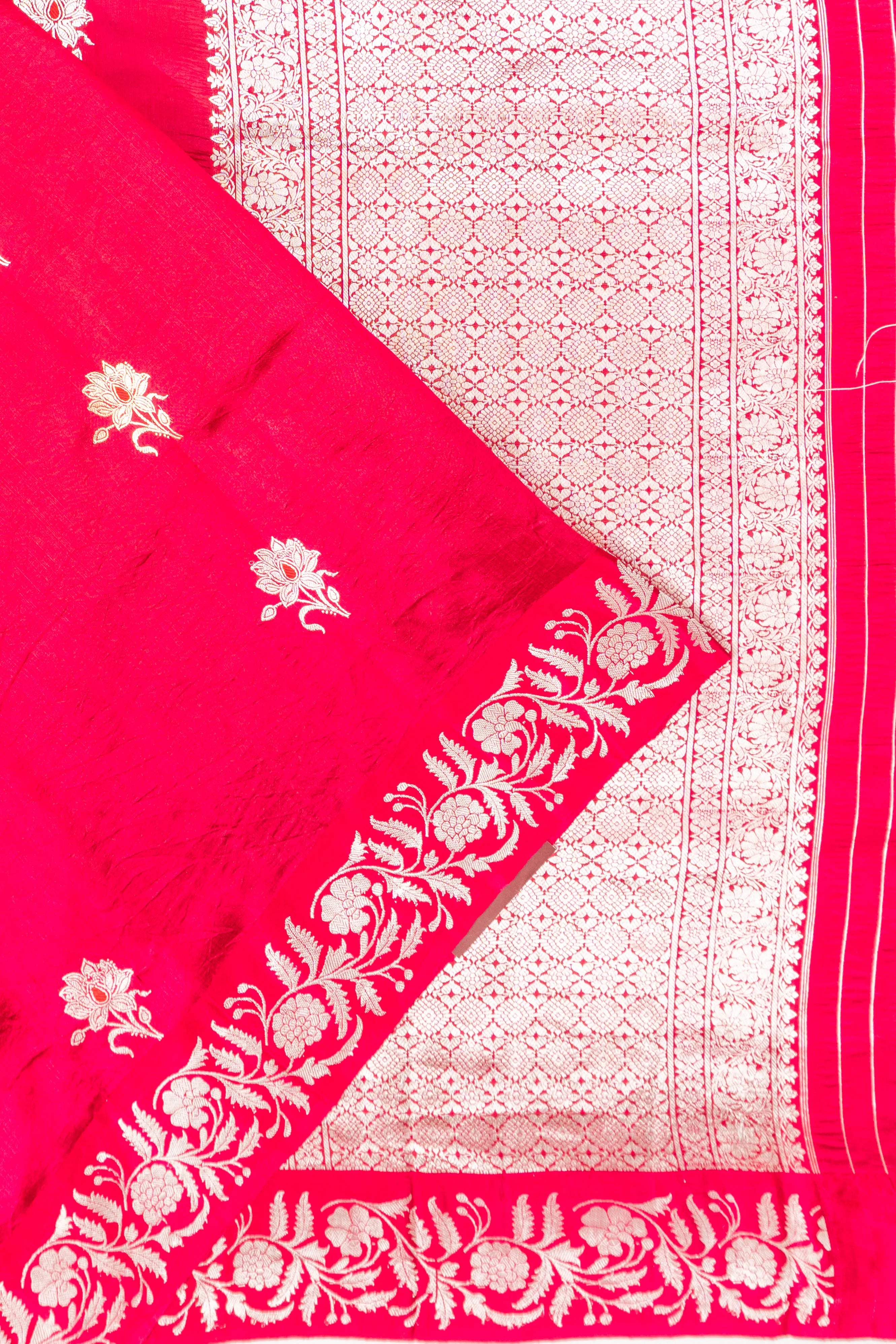 Banarasi Poona Silk Butta Red Saree