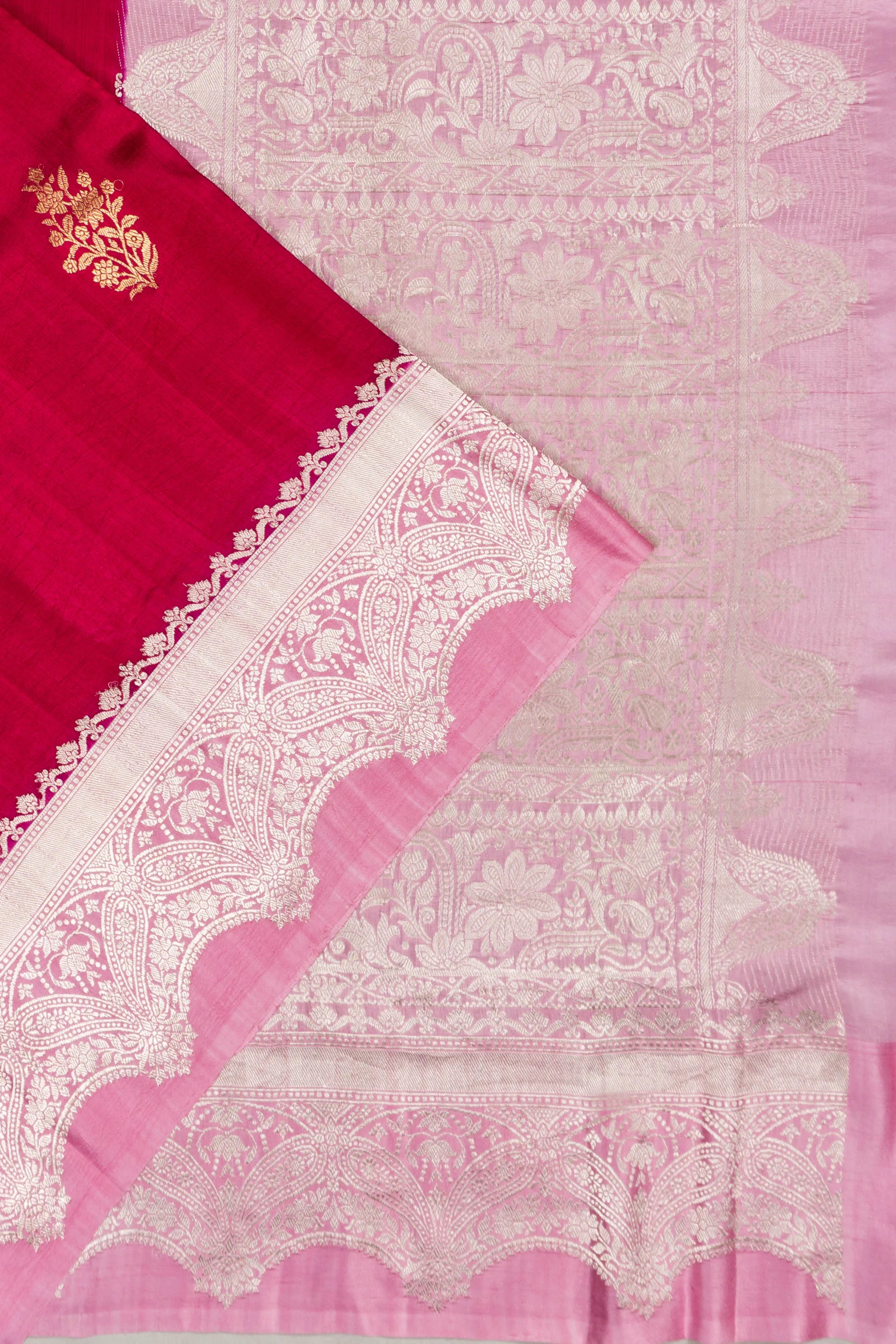 Banarasi Poona Silk Butta Maroon Saree