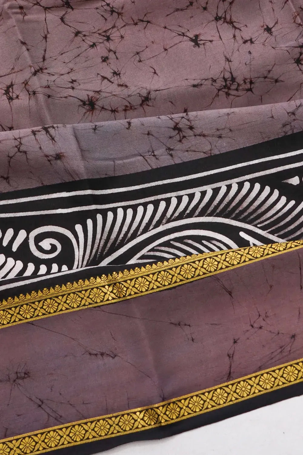 Mysore Silk Batik Printed Grey Saree