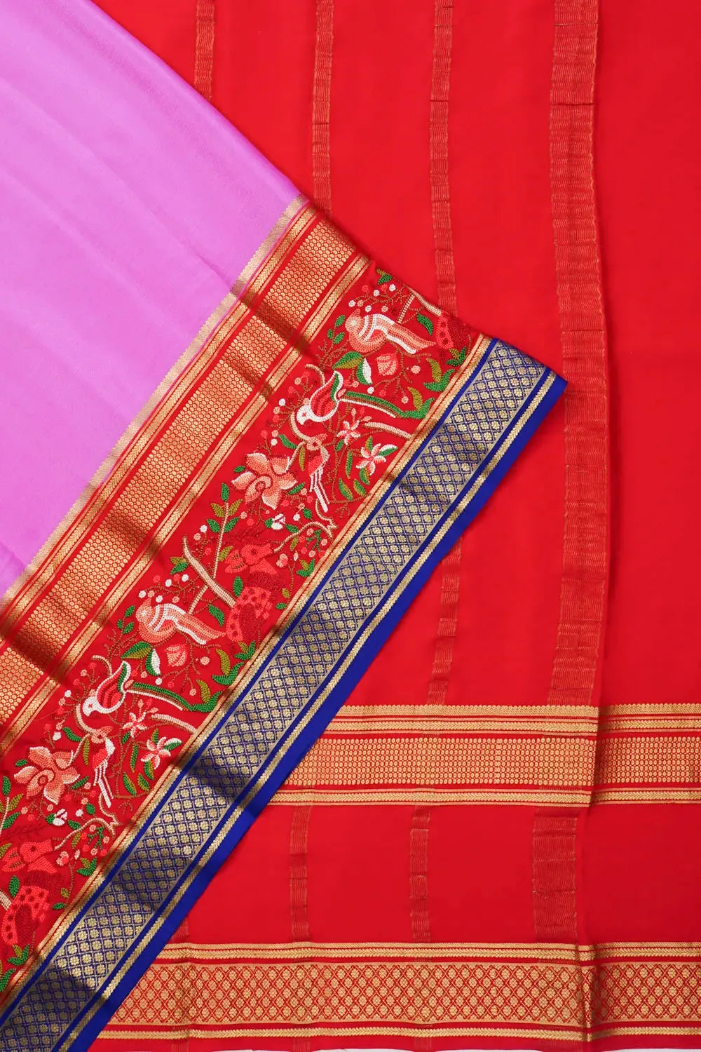Mysore Silk Plain Lavender Saree Embroidery Border