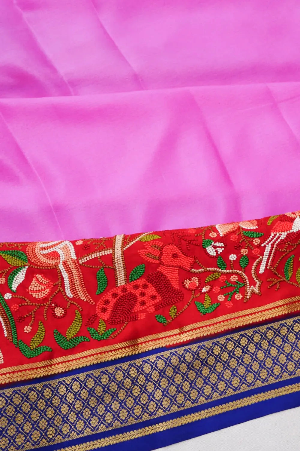 Mysore Silk Plain Lavender Saree Embroidery Border