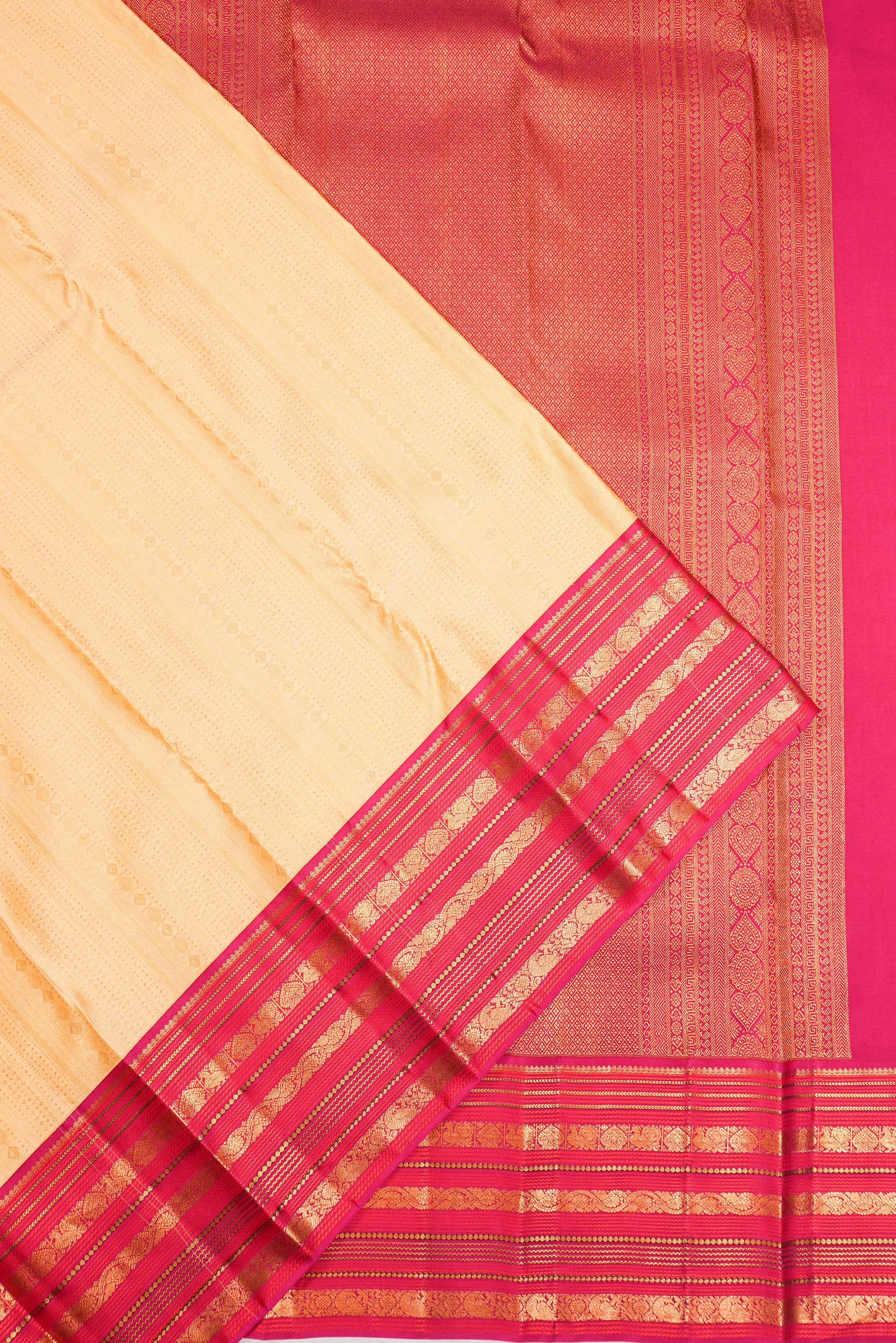 Taranga Kanchi Silk Brocade Cream Saree