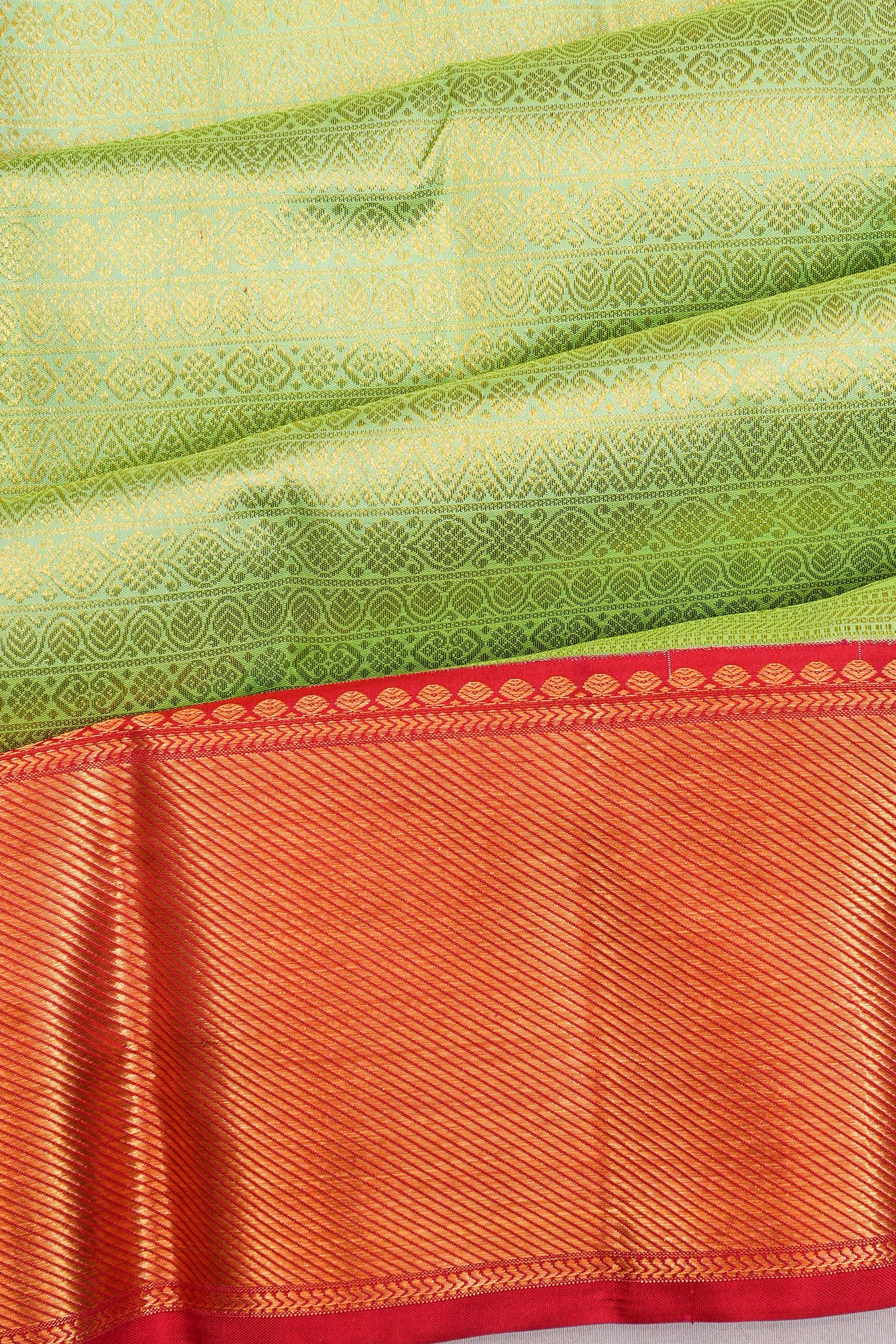 Taranga Kanchi Silk Brocade Green Saree