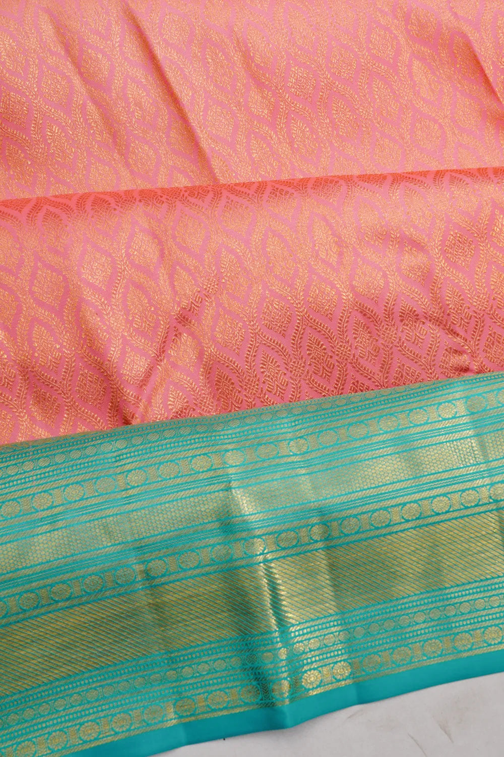 Taranga Kanchi Silk Brocade Peach saree