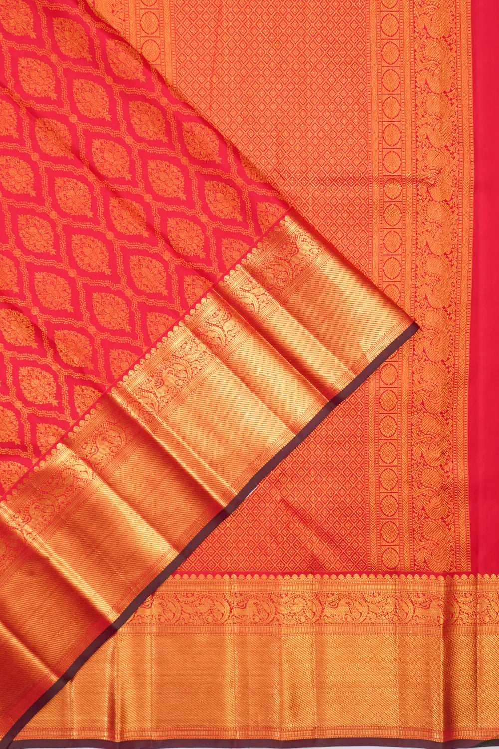 Taranga Kanchi Silk Brocade Red Saree