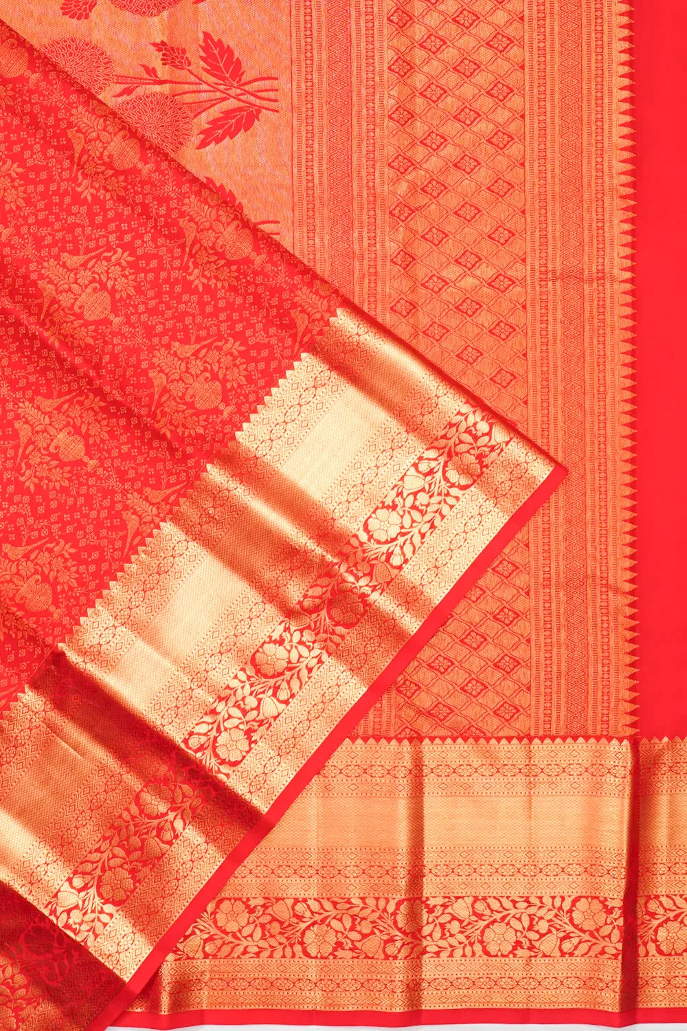 Taranga Kanchi Silk Brocade Red Saree