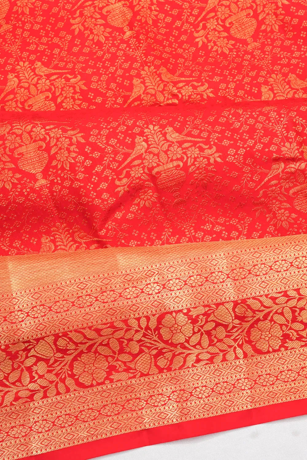 Taranga Kanchi Silk Brocade Red Saree