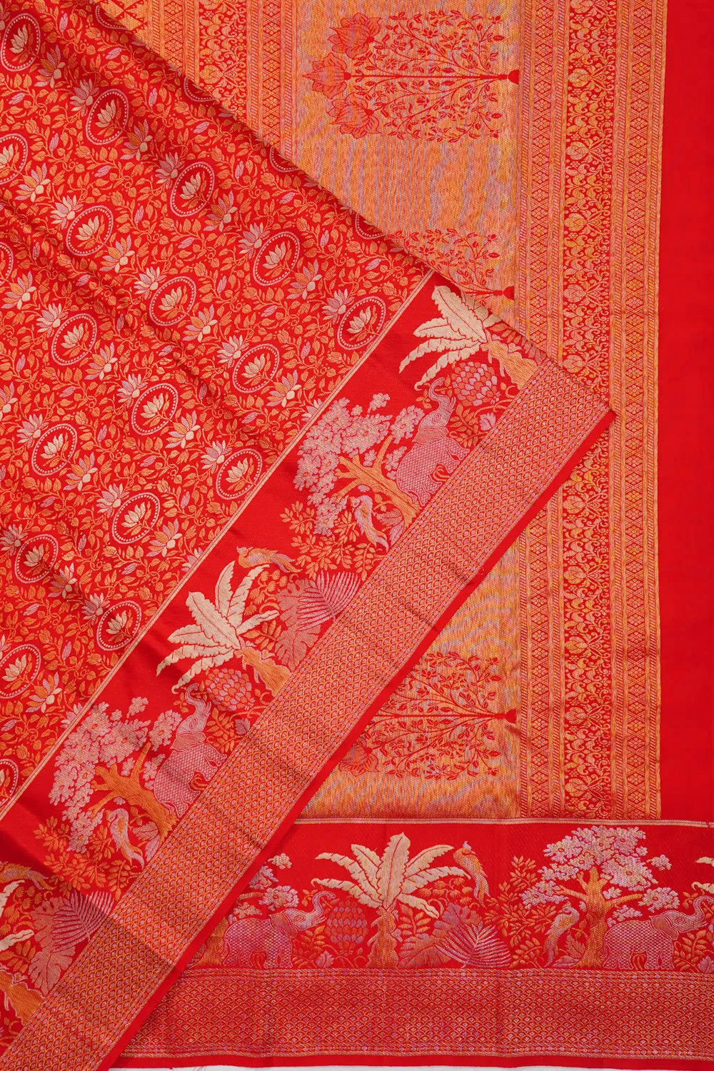 Taranga Kanchi Silk Brocade Red Saree