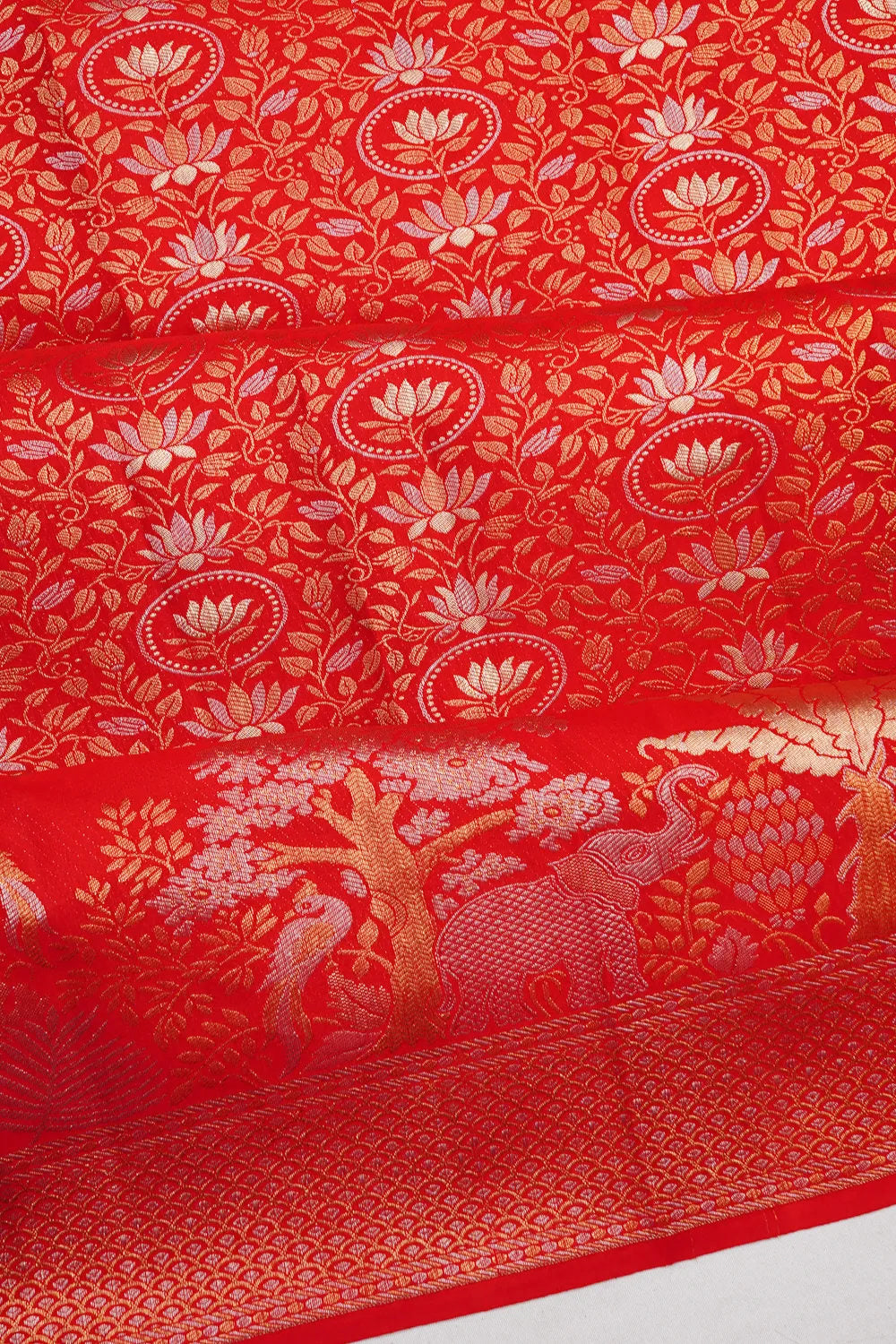 Taranga Kanchi Silk Brocade Red Saree
