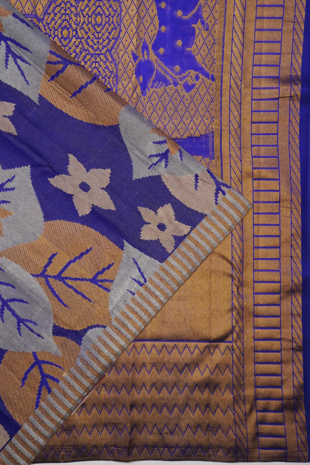 Taranga Kanchi Silk Tissue Brocade Blue Saree With Pichwai Motif Pallu