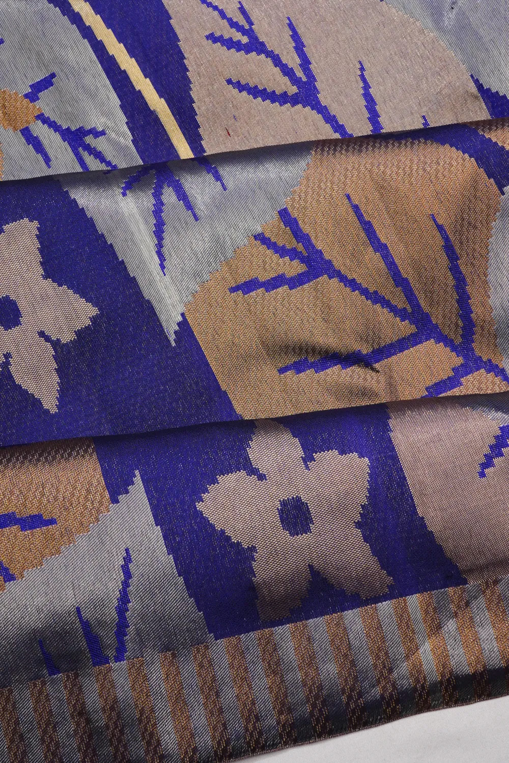 Taranga Kanchi Silk Tissue Brocade Blue Saree With Pichwai Motif Pallu