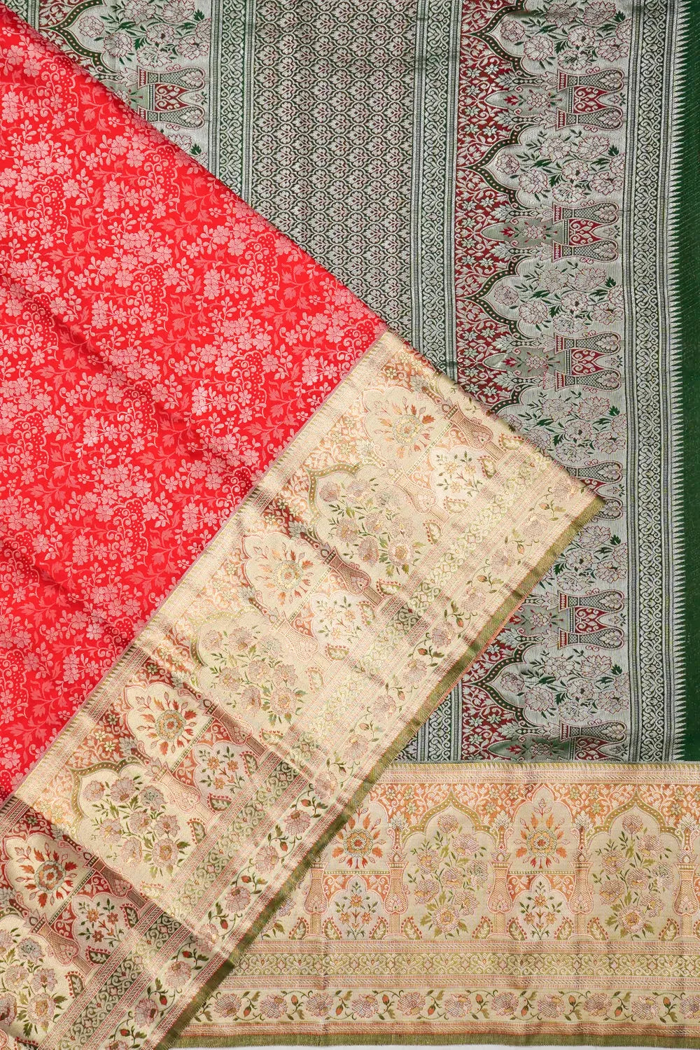 Taranga Kanchi Silk Brocade Red Saree