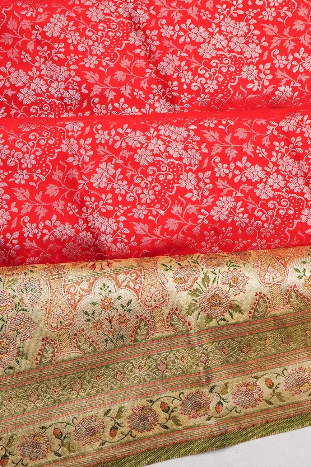 Taranga Kanchi Silk Brocade Red Saree