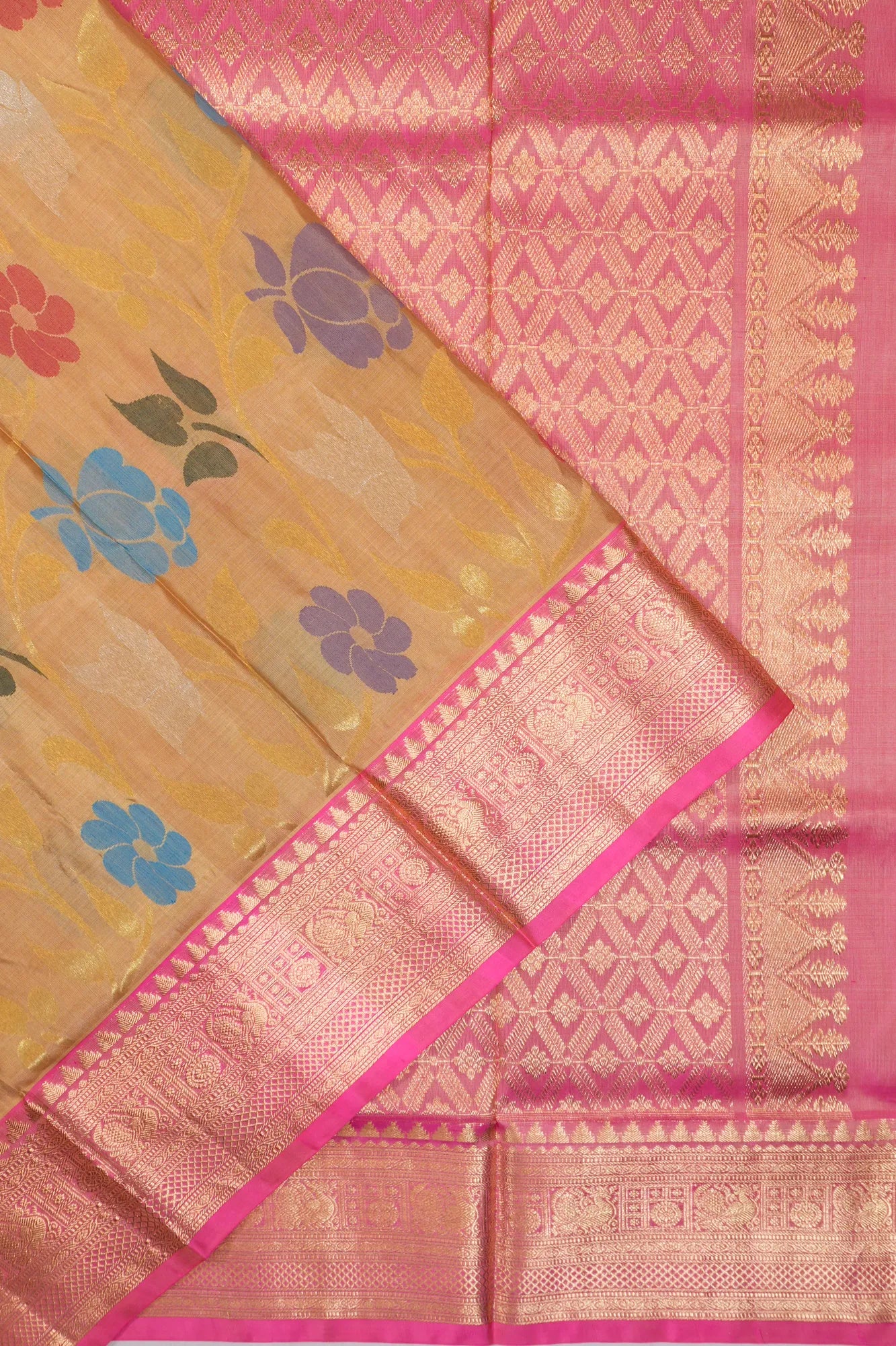 Venkatagiri Silk Jaal Beige Saree