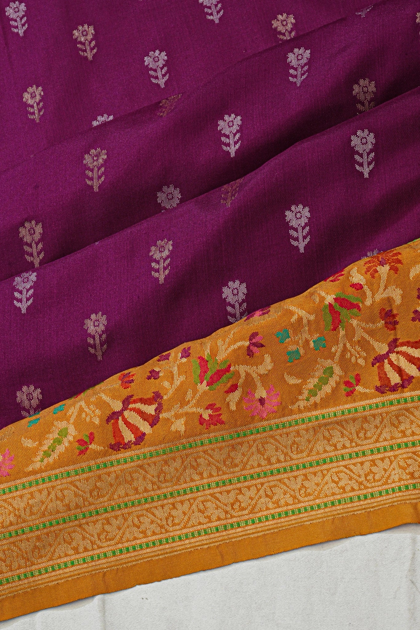 Banarasi Silk Butta Purple Saree