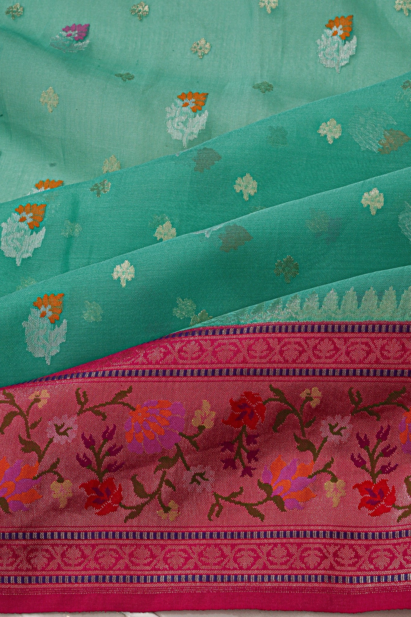 Banarasi Kora Organza Butta Green Saree