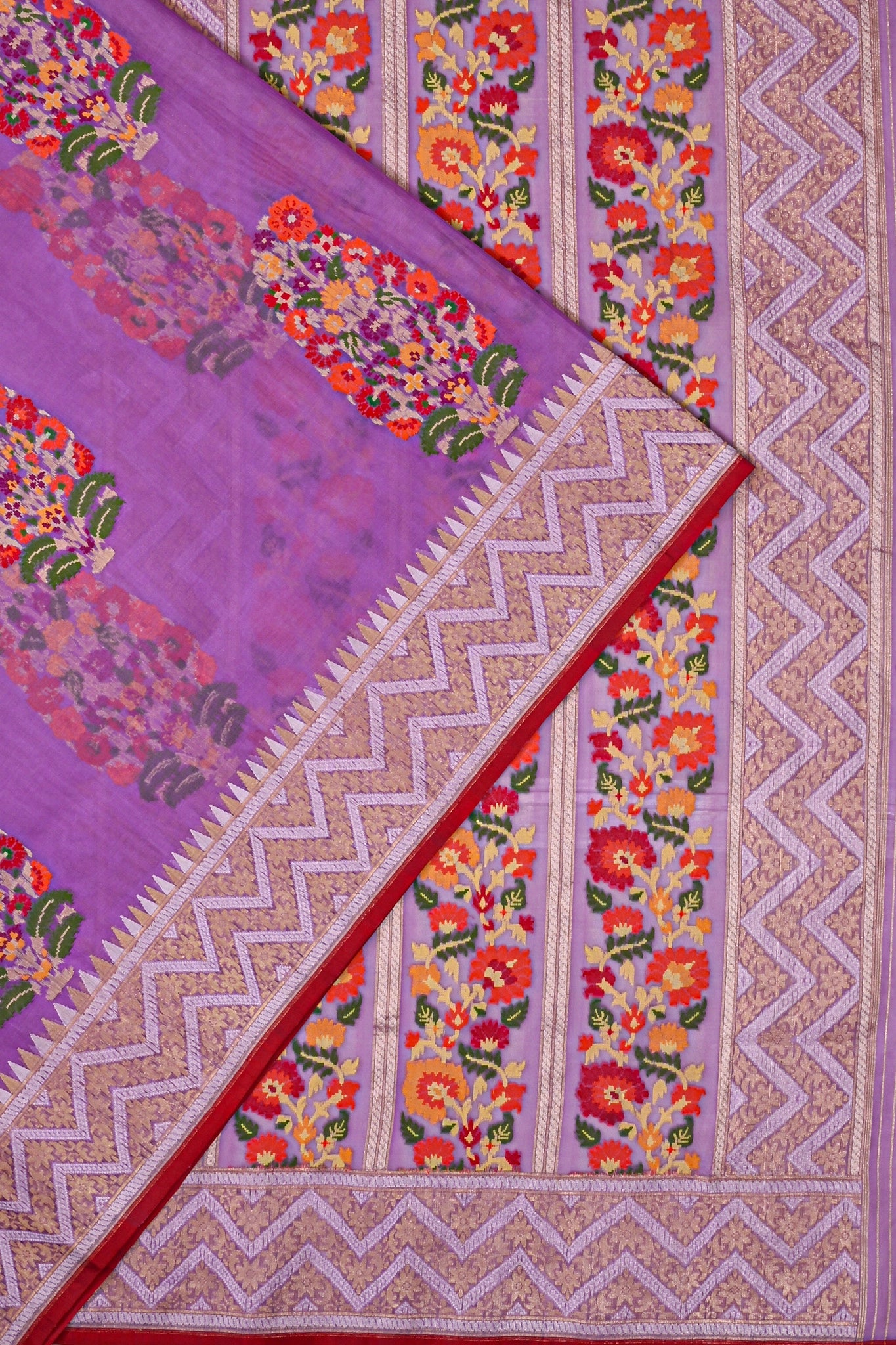 Banarasi Kora Organza Jamdhani Butta Lavender Saree