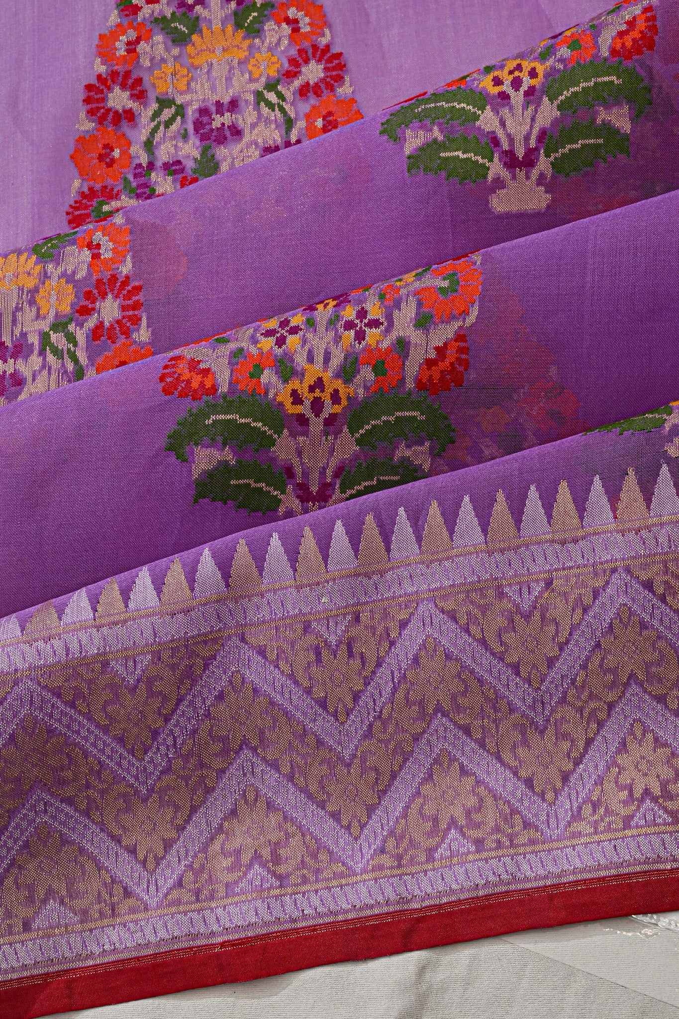 Banarasi Kora Organza Jamdhani Butta Lavender Saree