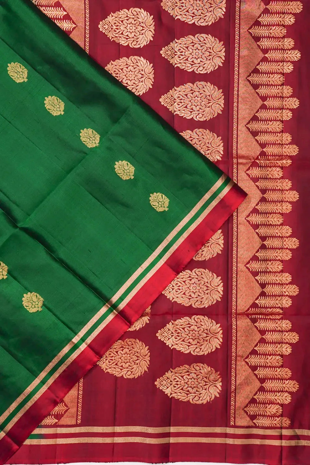 Coimbatore Silk Butta Bottle Green Saree