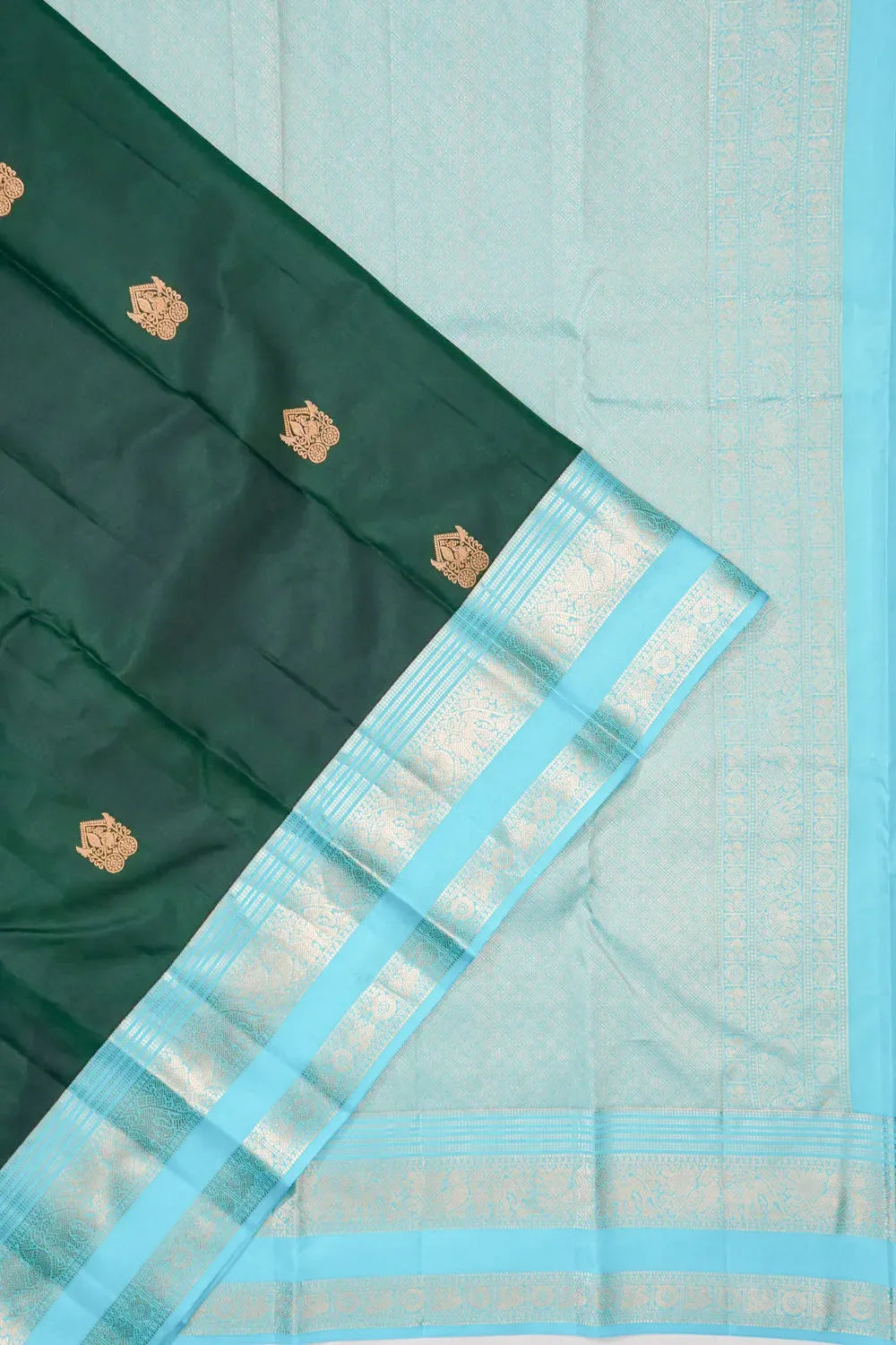 Taranga Kanchi Silk Butta Dark Green Saree