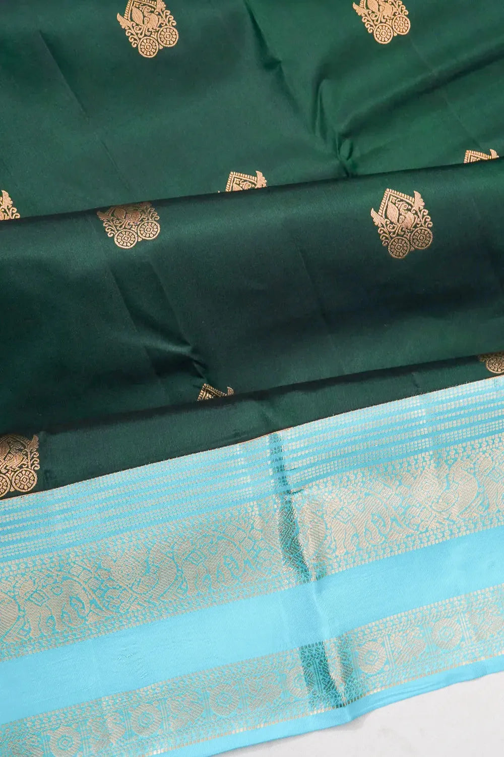 Taranga Kanchi Silk Butta Dark Green Saree