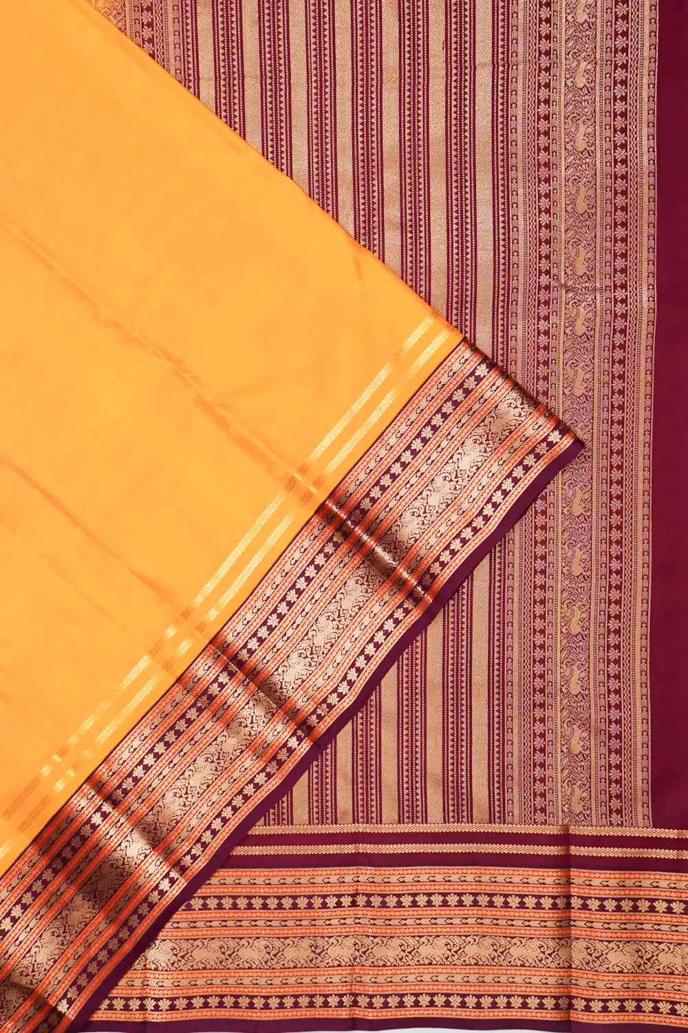 Taranga Kanchi Silk Brocade Mustard Yellow Saree