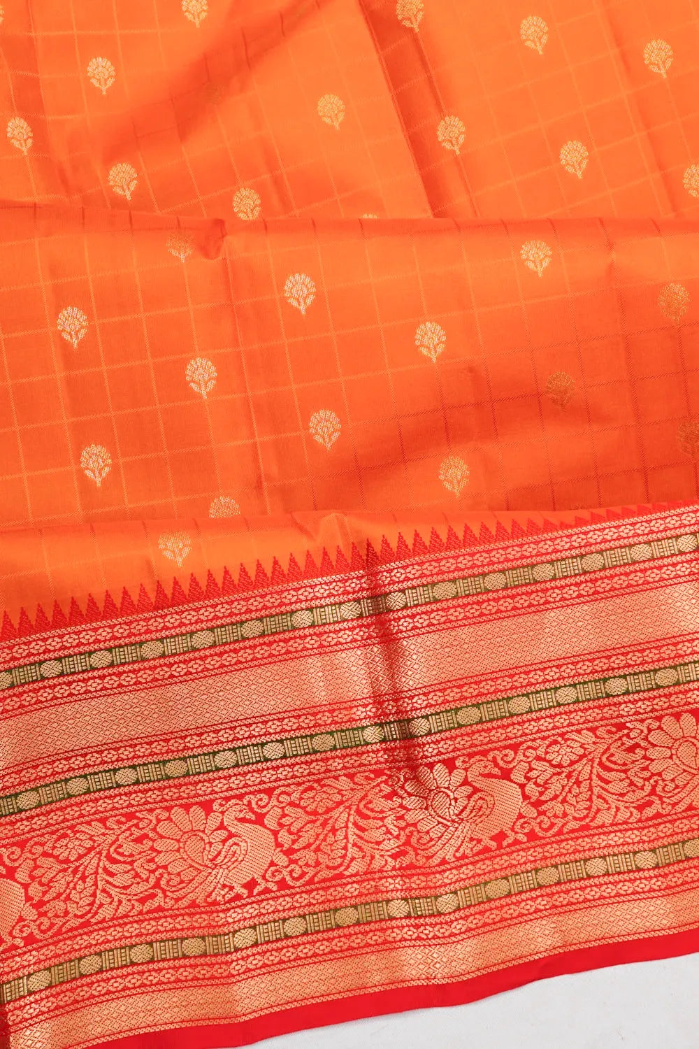 Taranga Kanchi Silk Checks And Butta Mustard Yellow Saree