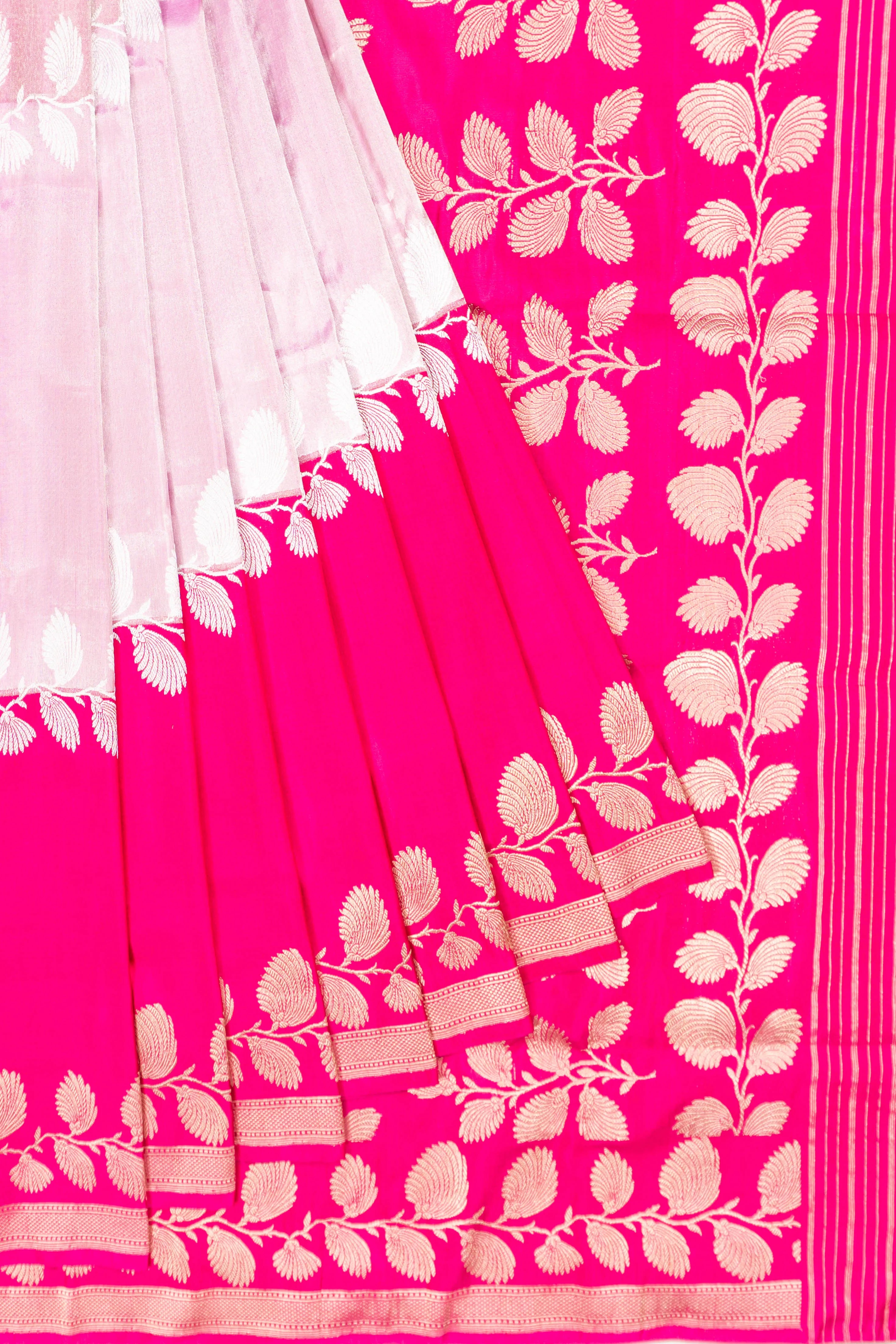 Banarasi Silk Tissue Half And Half Lavender Saree