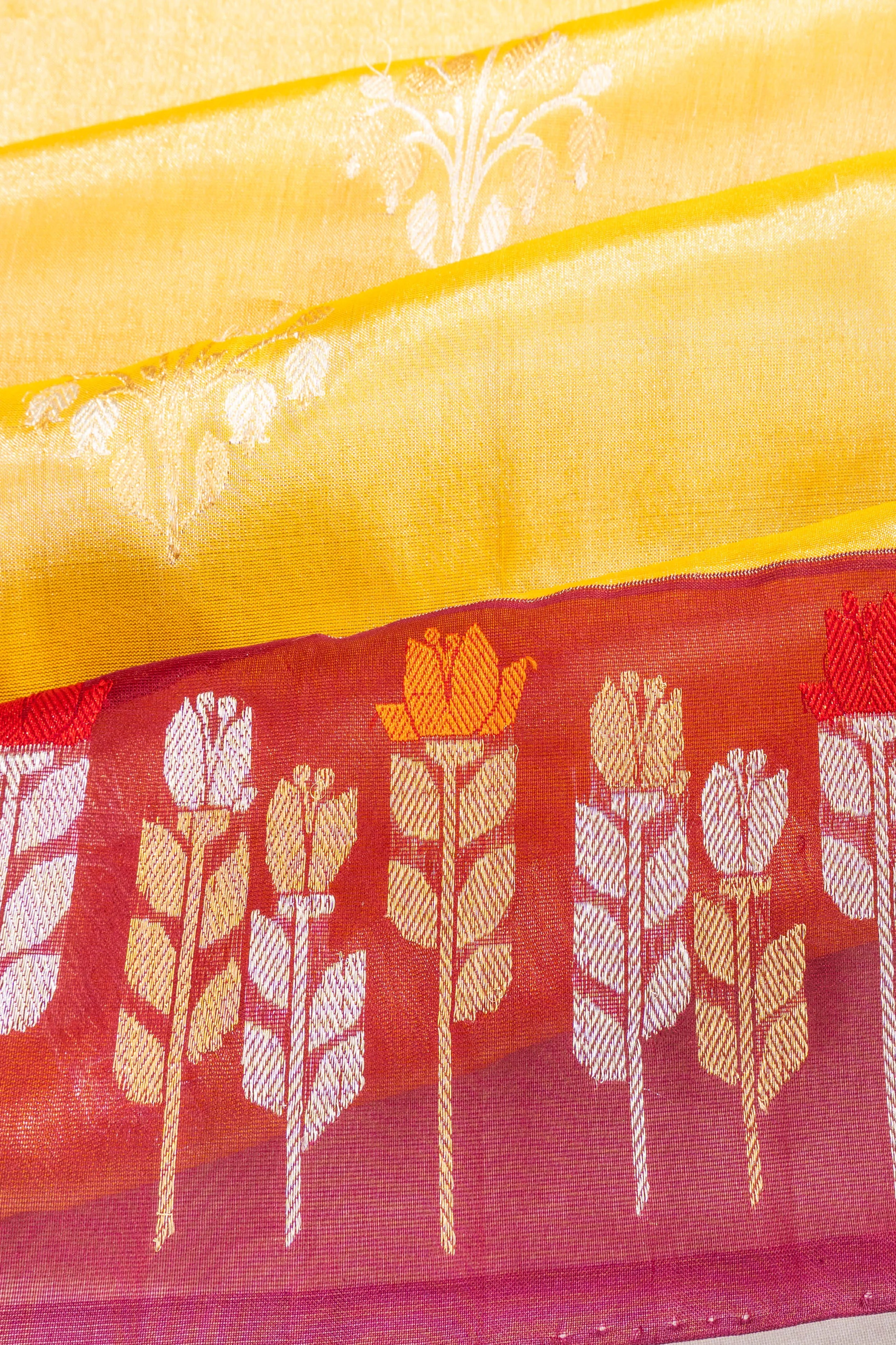 Banarasi Kora Organza Tissue Butta Gold Saree