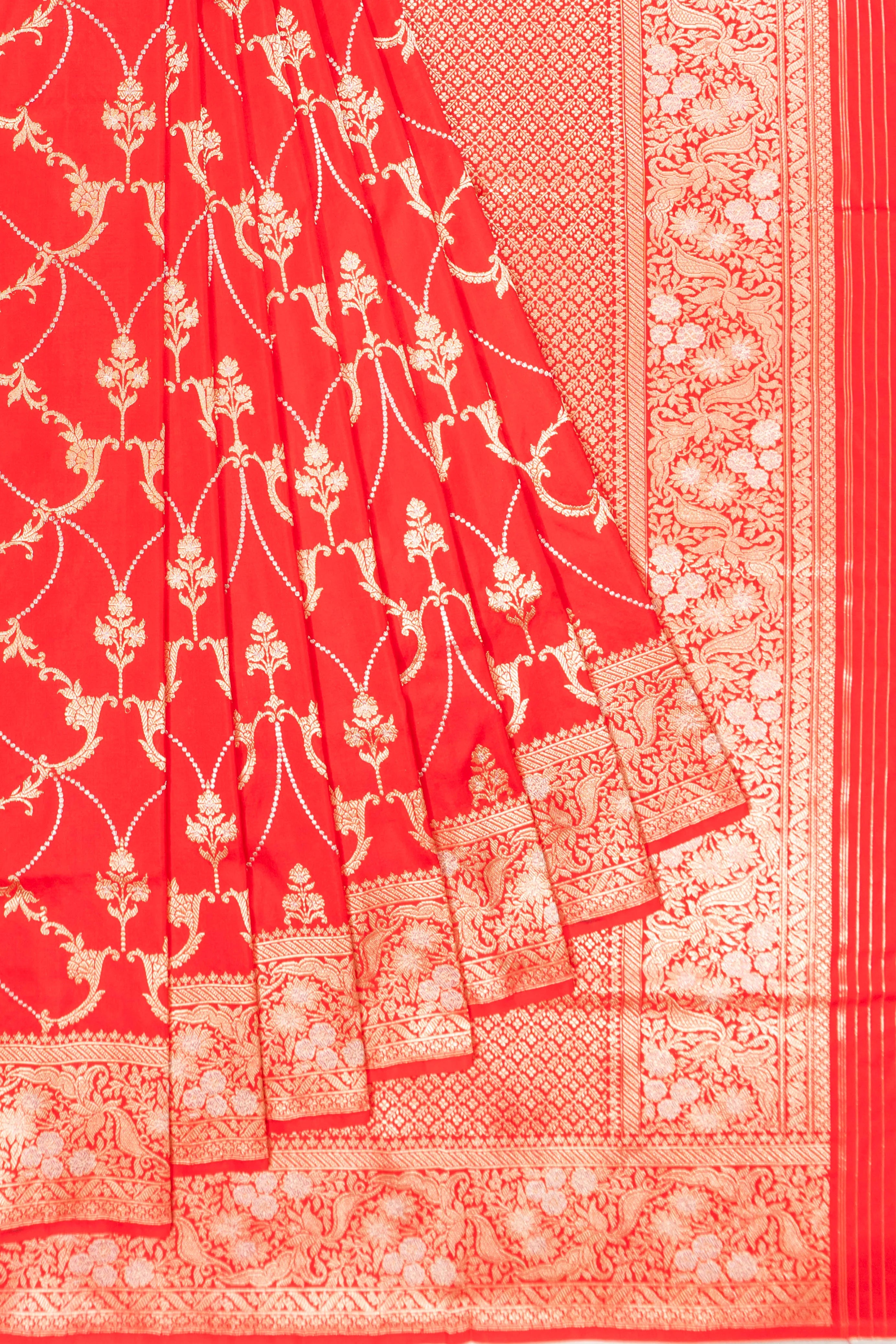 Banarasi Silk Kadwa Jaal Red Sare