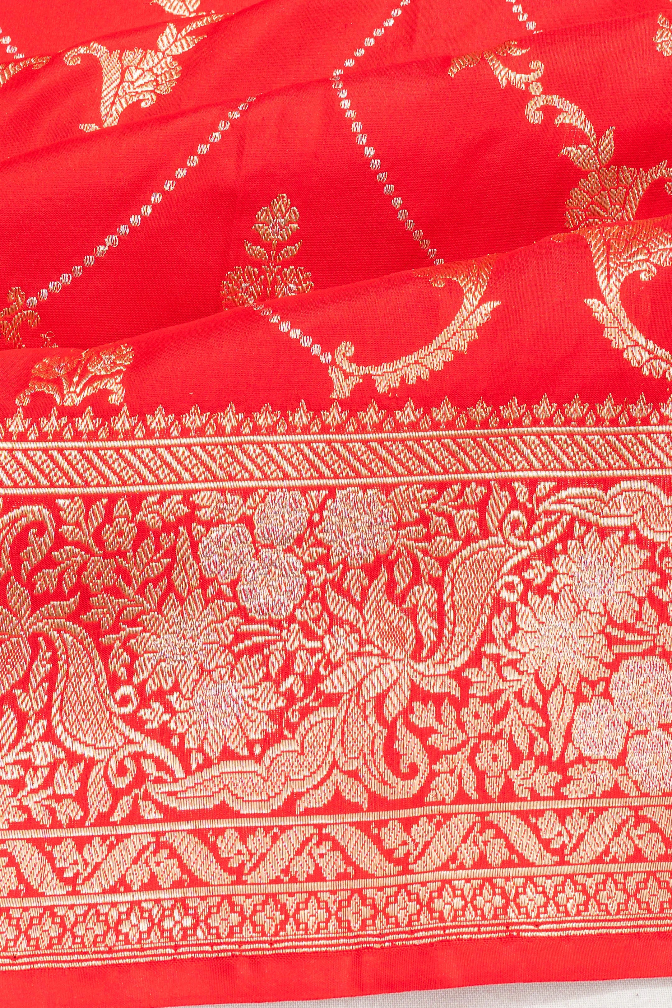 Banarasi Silk Kadwa Jaal Red Sare