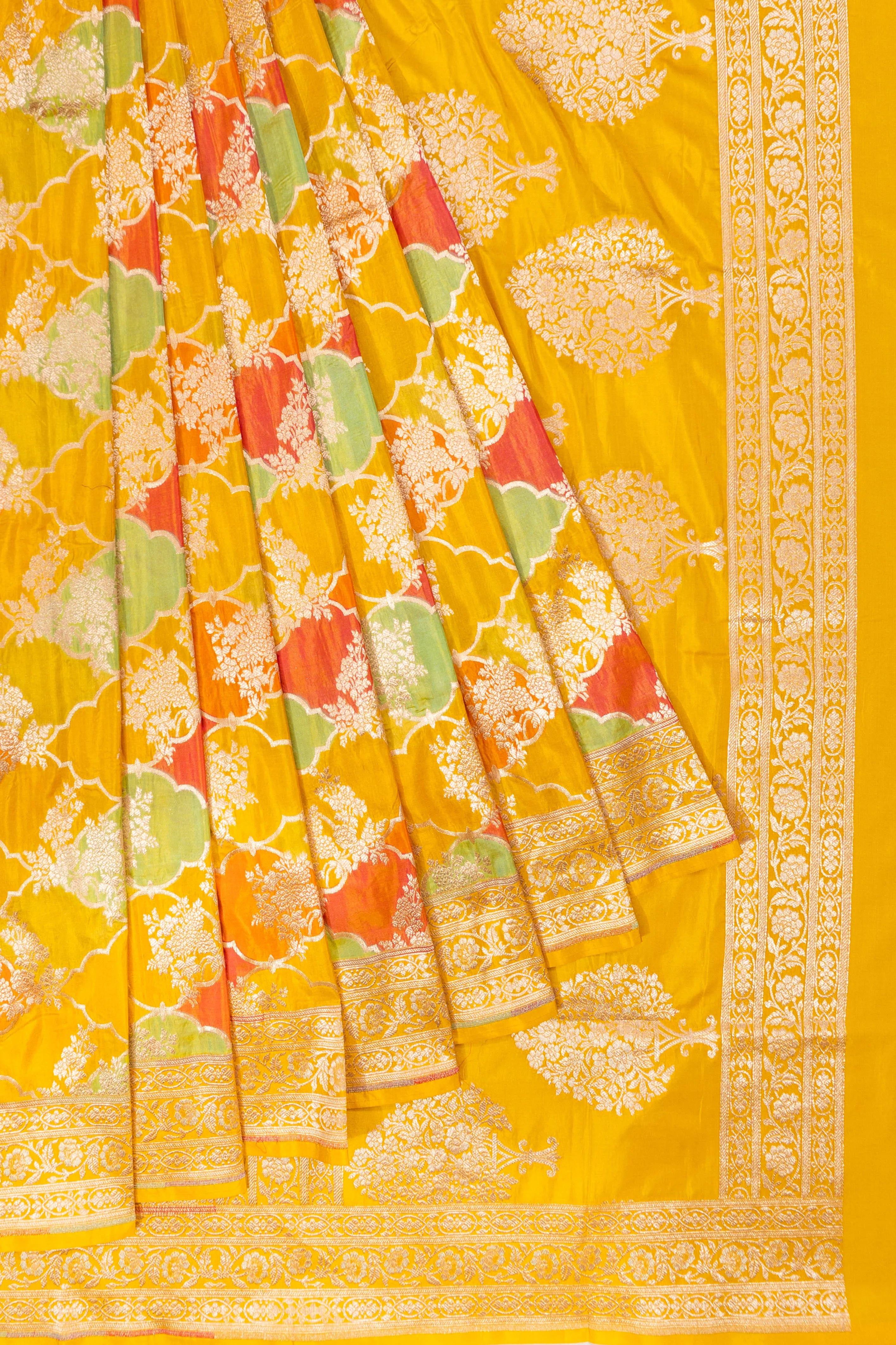 Banarasi Silk Brocade Yellow Saree