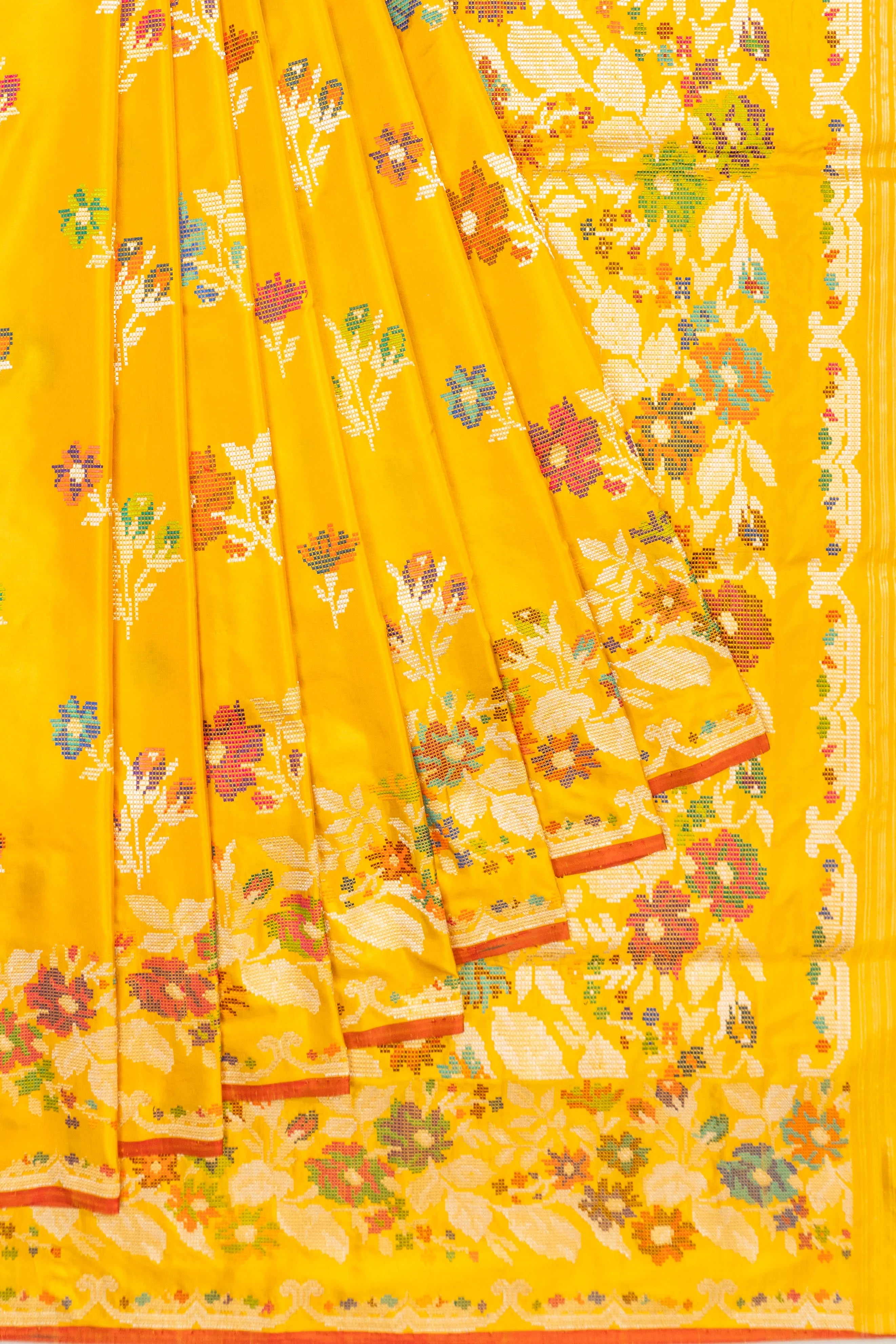 Banarasi Silk Embroidery Butta Yellow Saree