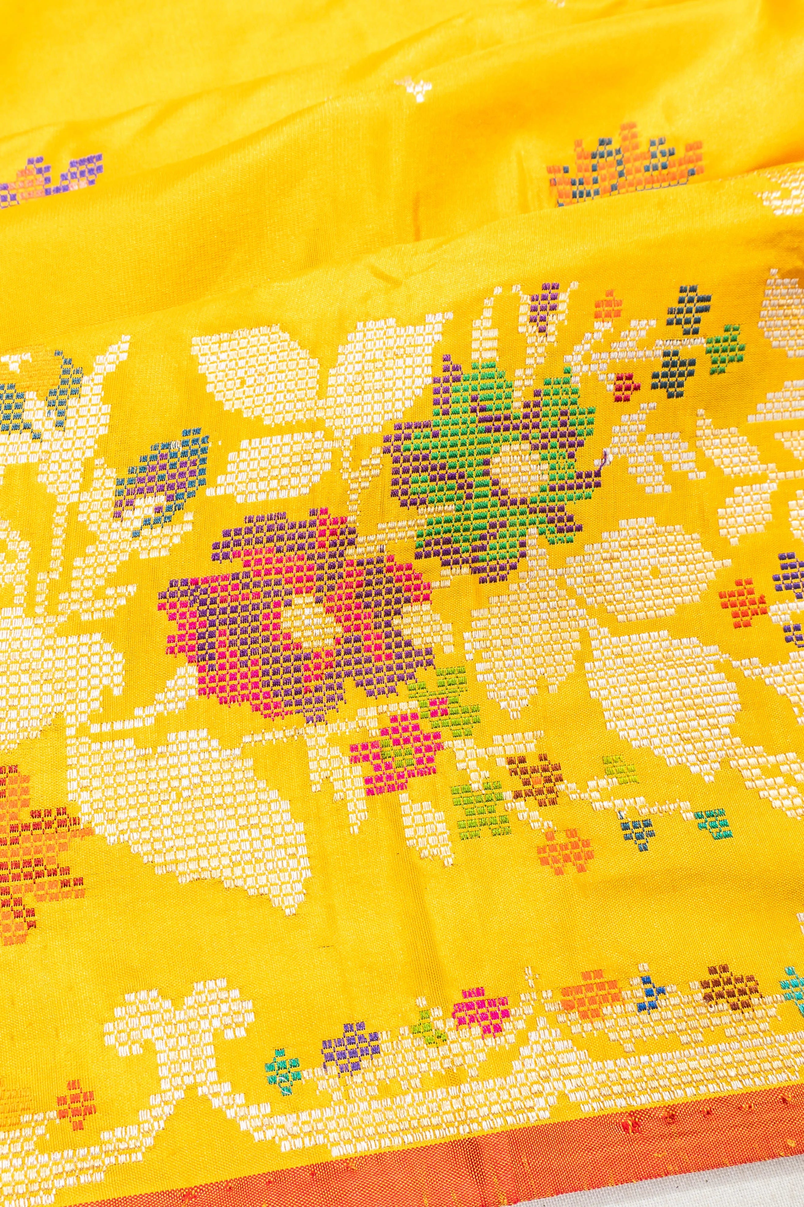 Banarasi Silk Embroidery Butta Yellow Saree