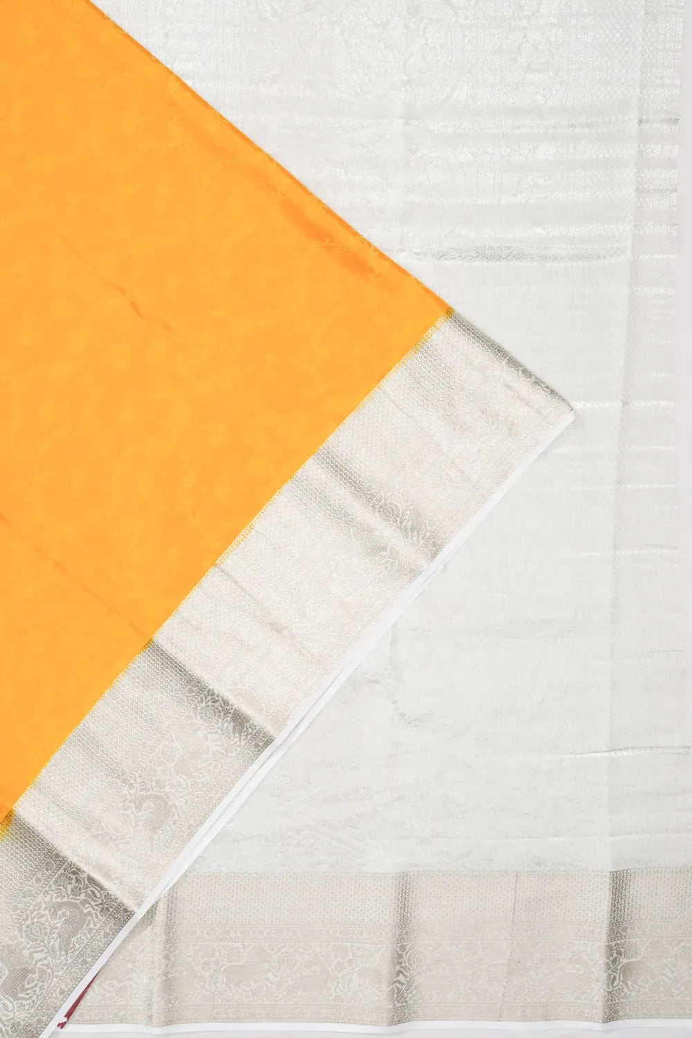 Mysore Silk Jaal And Butta Mustard Yellow Saree