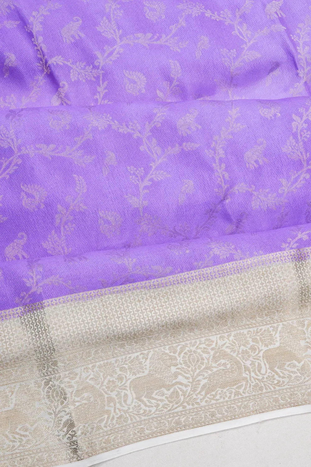 Mysore Silk Jaal And Butta Violet Saree