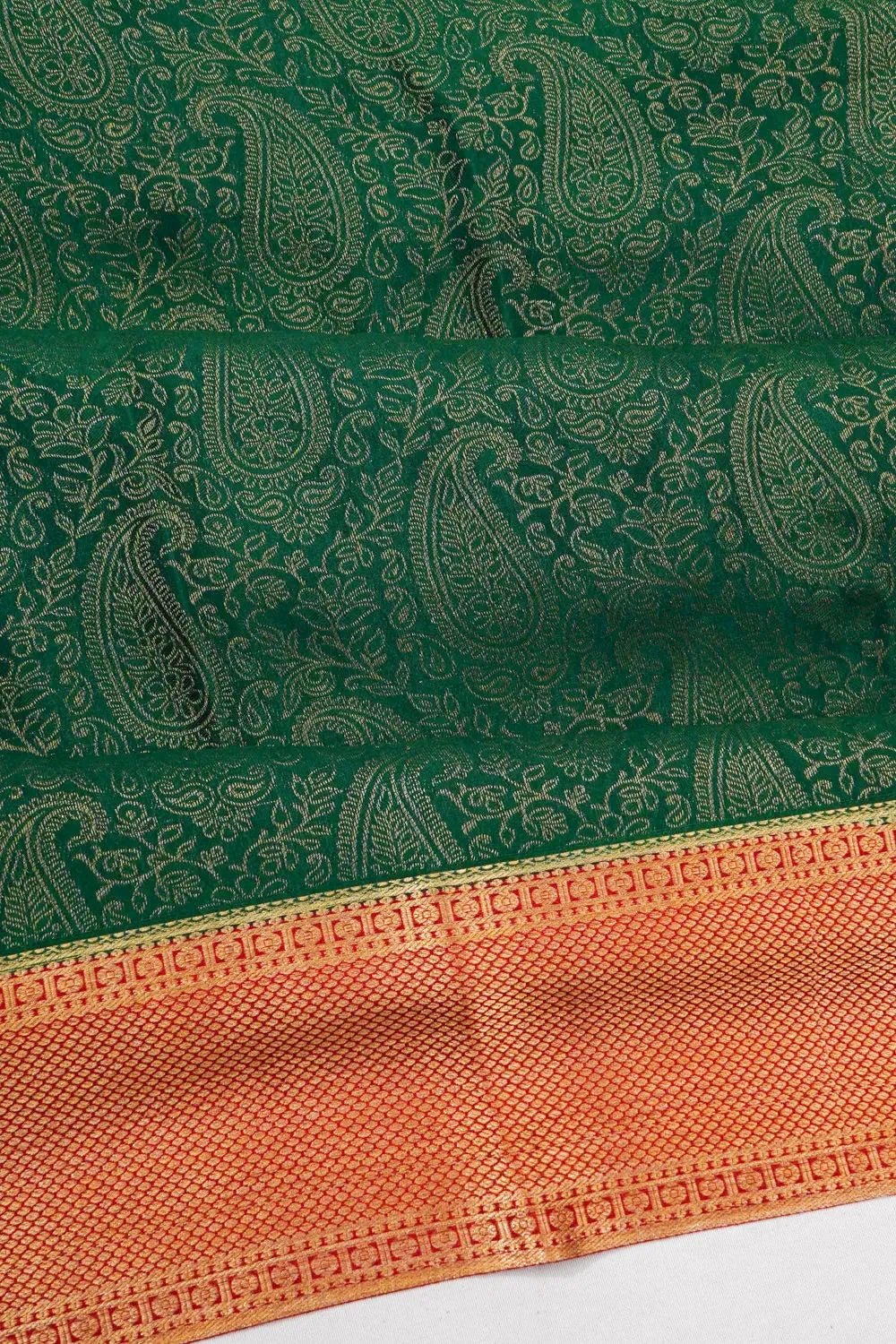 Mysore Silk Brocade Bottle Green Saree