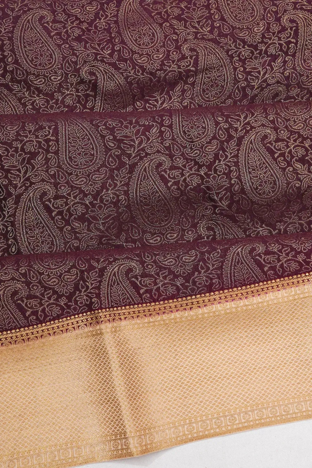 Mysore Silk Brocade Brown Saree