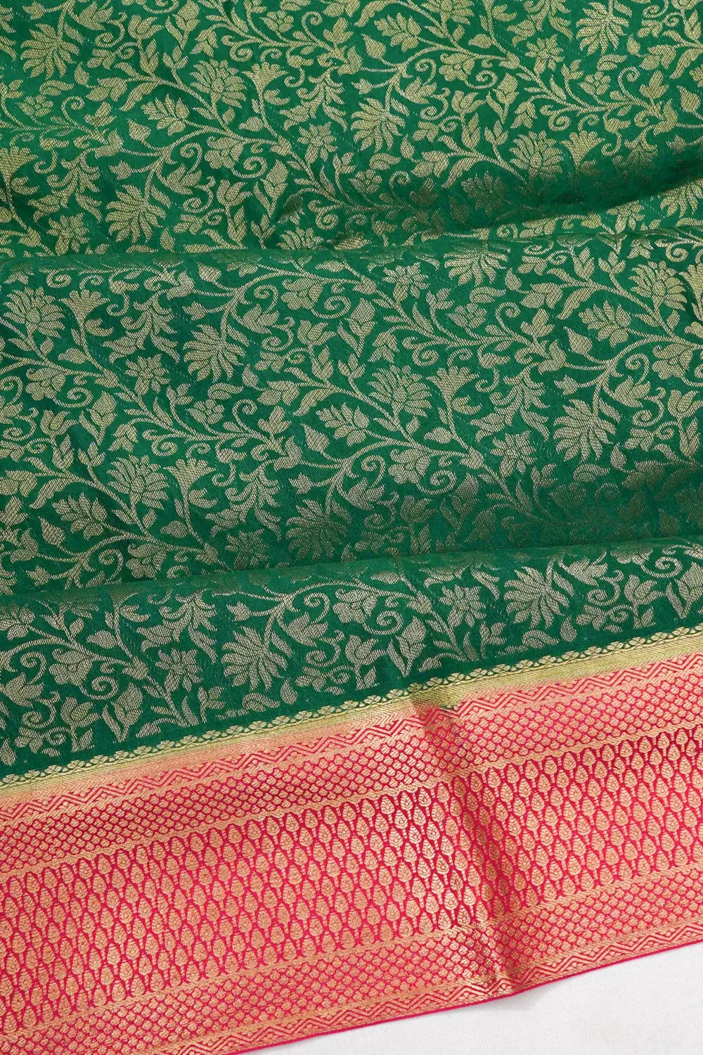 Mysore Silk Brocade Bottle Green Saree