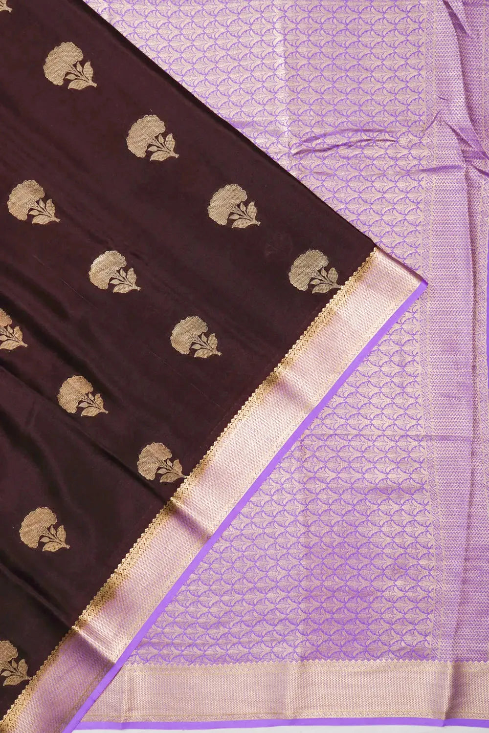Mysore Silk Butta Brown Saree