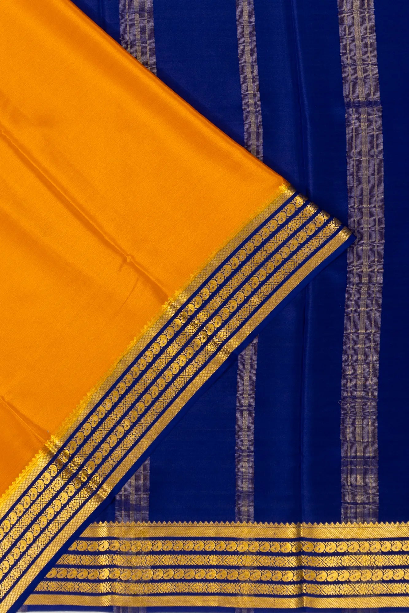 Mysore Silk Plain Mustard Yellow Saree