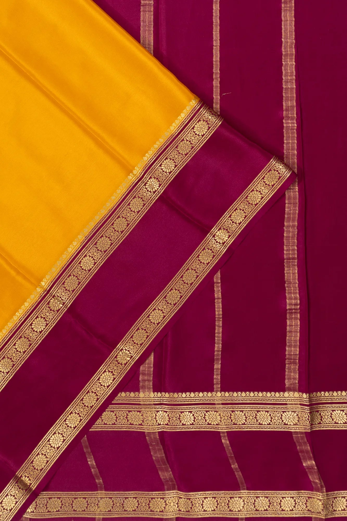 Mysore Silk Plain Yellow Saree
