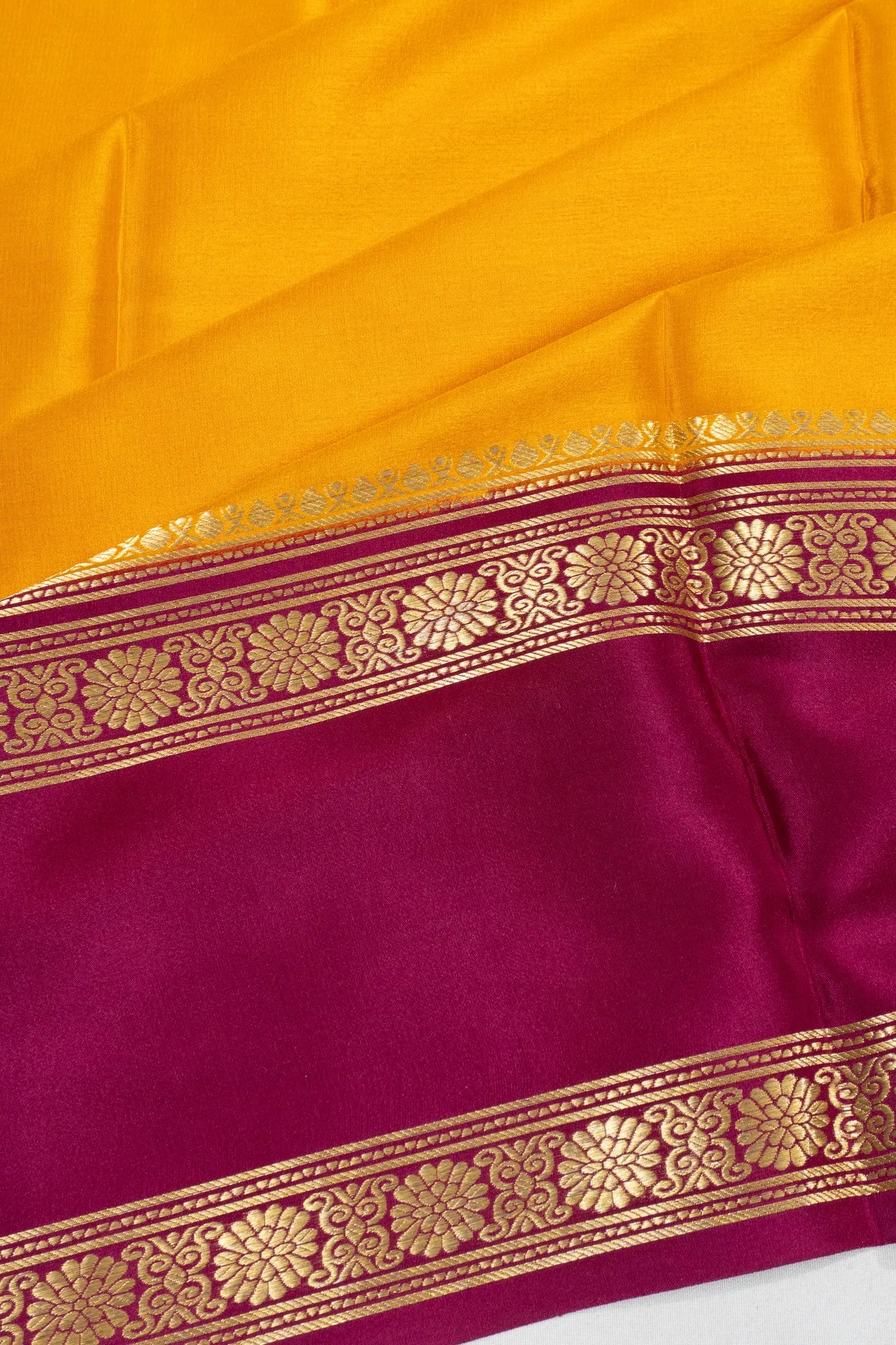 Mysore Silk Plain Yellow Saree